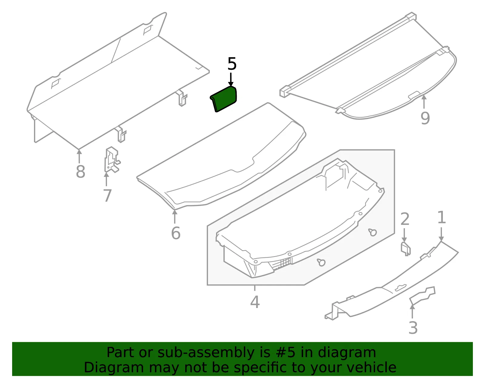 Trunk Trim Panel - Nissan (849M9-4BC0A) - view 2