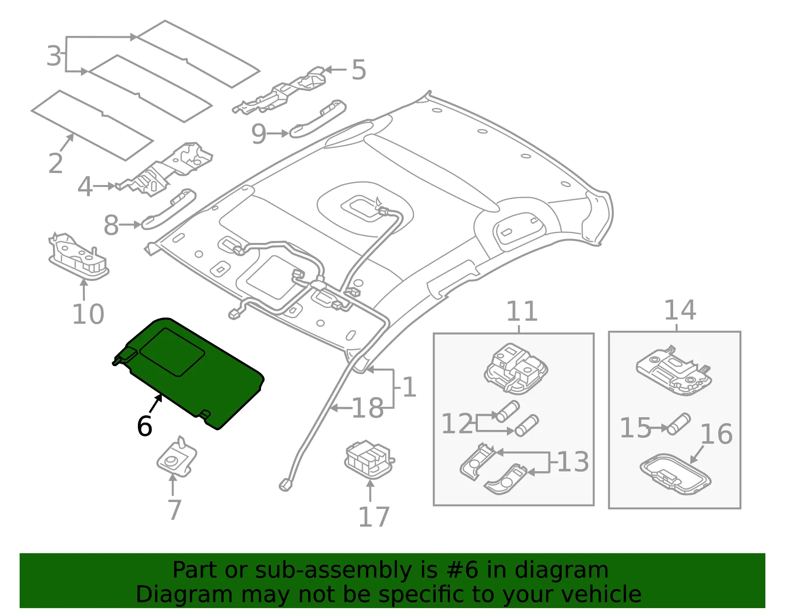 Sun-Visor - Driver's Side (LH) - Kia (85201-1W401DCM) - view 2
