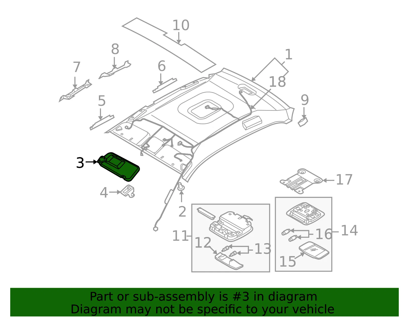Sun-Visor - Driver's Side (LH) - Kia (85201-3F05026) - view 2