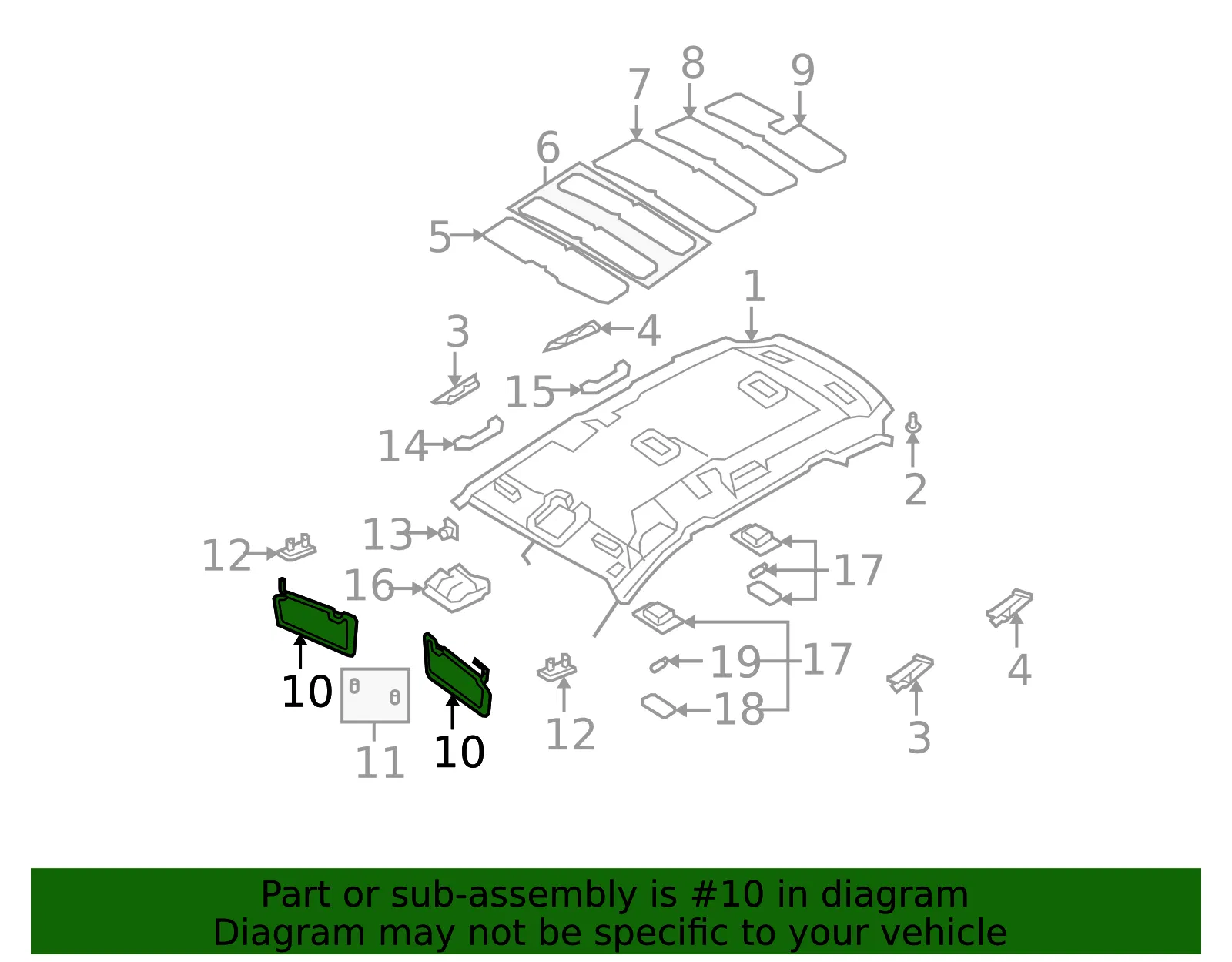 Sun-Visor - Passenger Side (RH) - Kia (85202-1D040RU) - view 2
