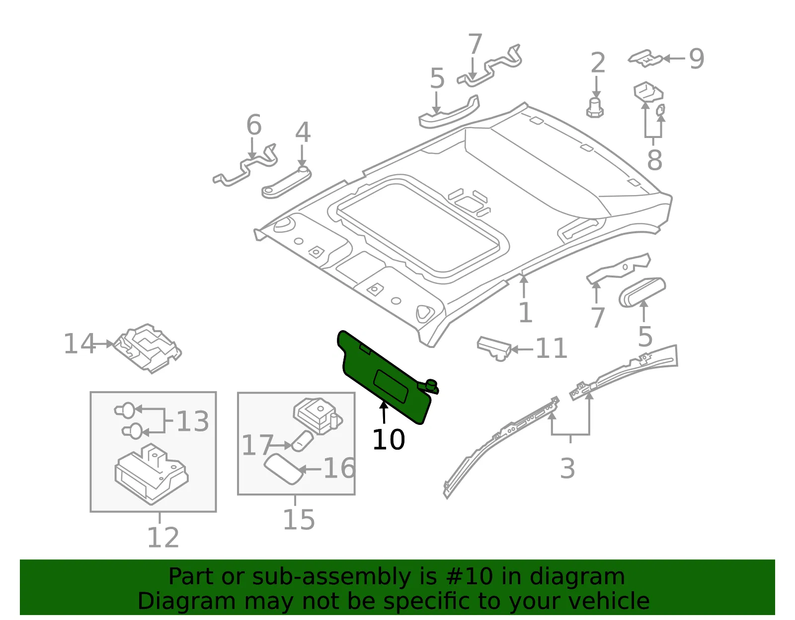 Sun Visor - Passenger Side (RH) - Kia (85202-2G260J7) - view 2