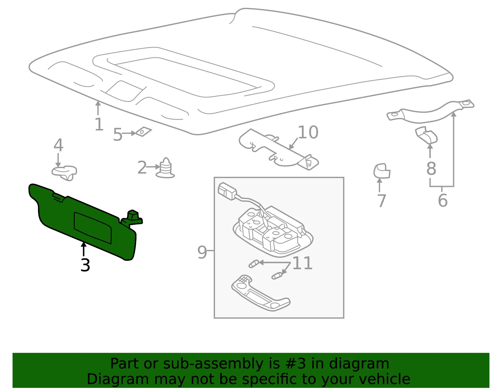 Visor - Passenger Side (RH) - Kia (85202-3C911GJ) - view 2