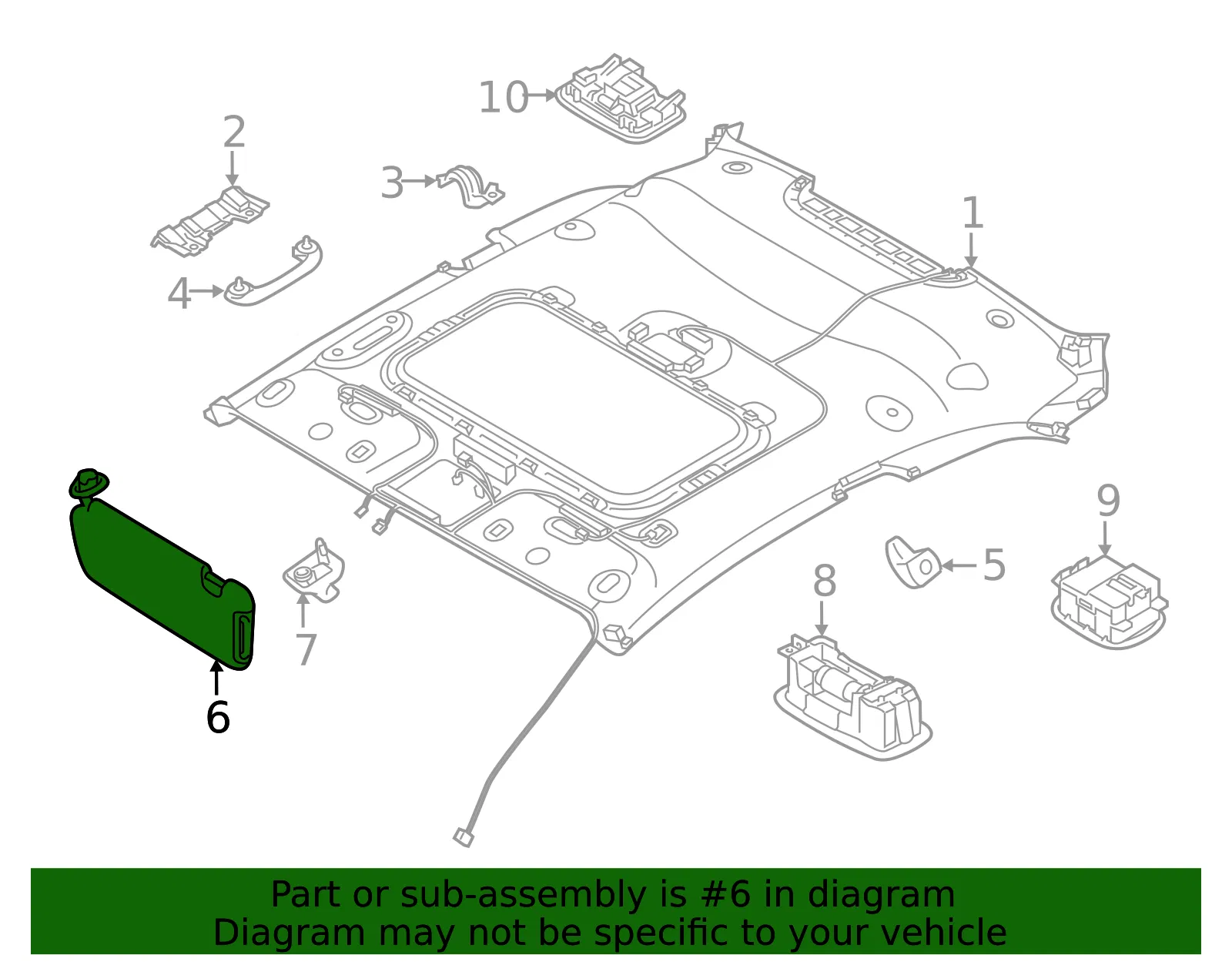 Sun-Visor - Passenger Side (RH) - Kia (85202-A7100WK) - view 2