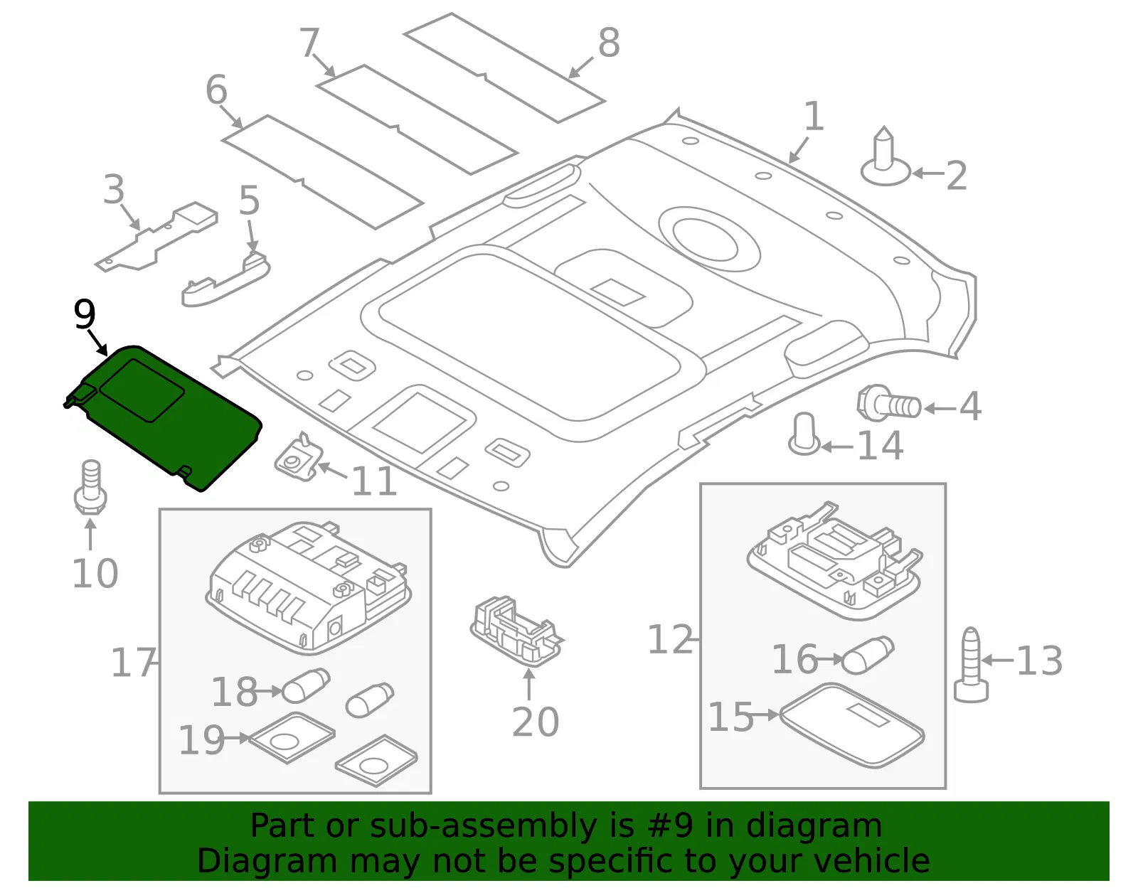 Visor - Passenger Side (RH) - Kia (85220-1M8508O) - view 2