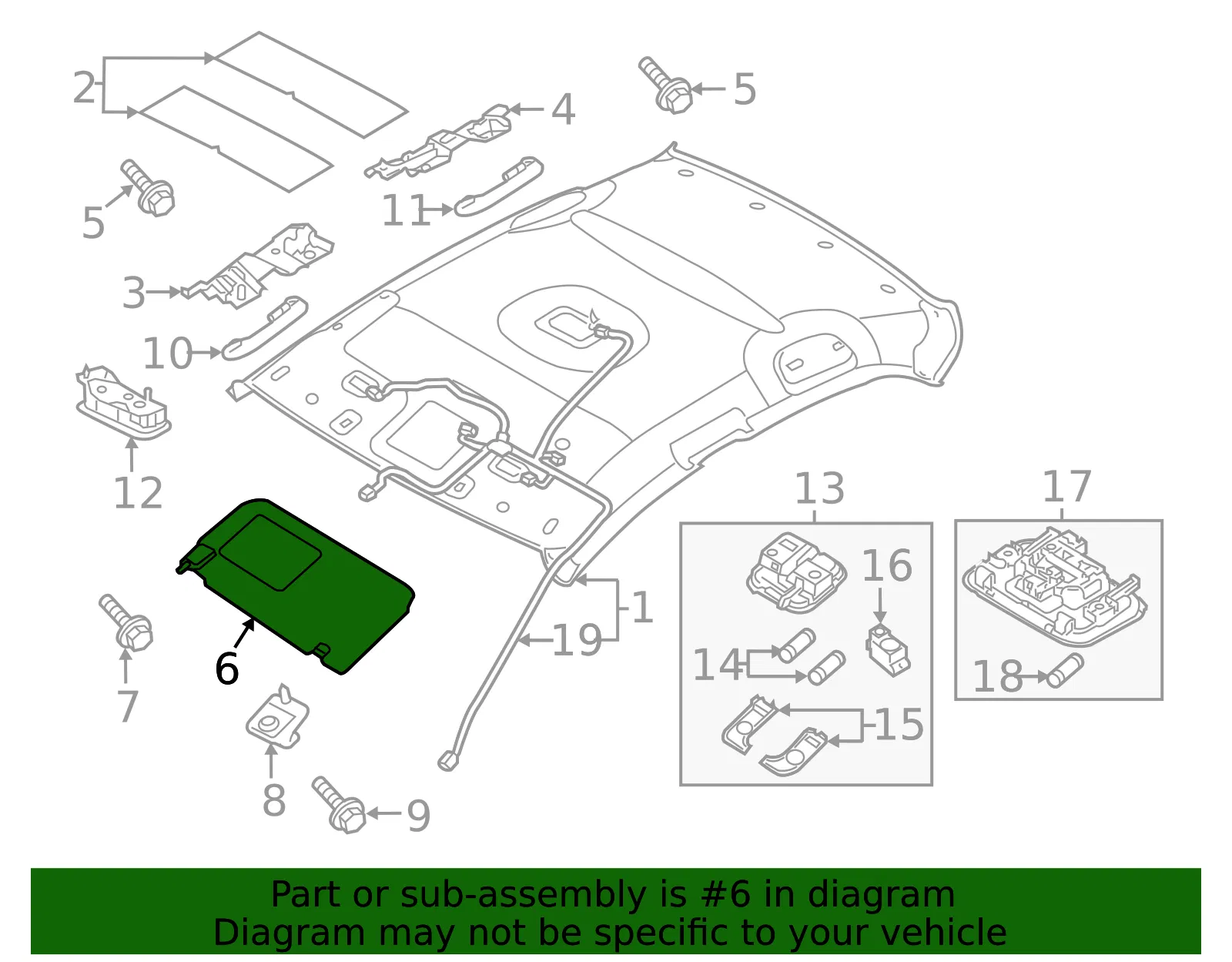 Sun Visor - Passenger Side (RH) - Kia (85220-H9000BF3) - view 2