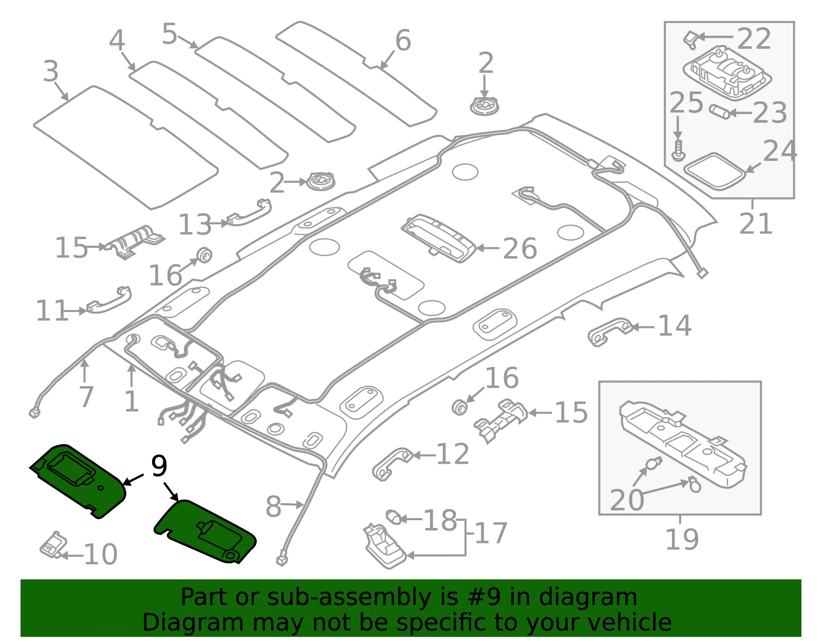 Sun-Visor - Passenger Side (RH) - Kia (85220-S9000GYT) - view 2