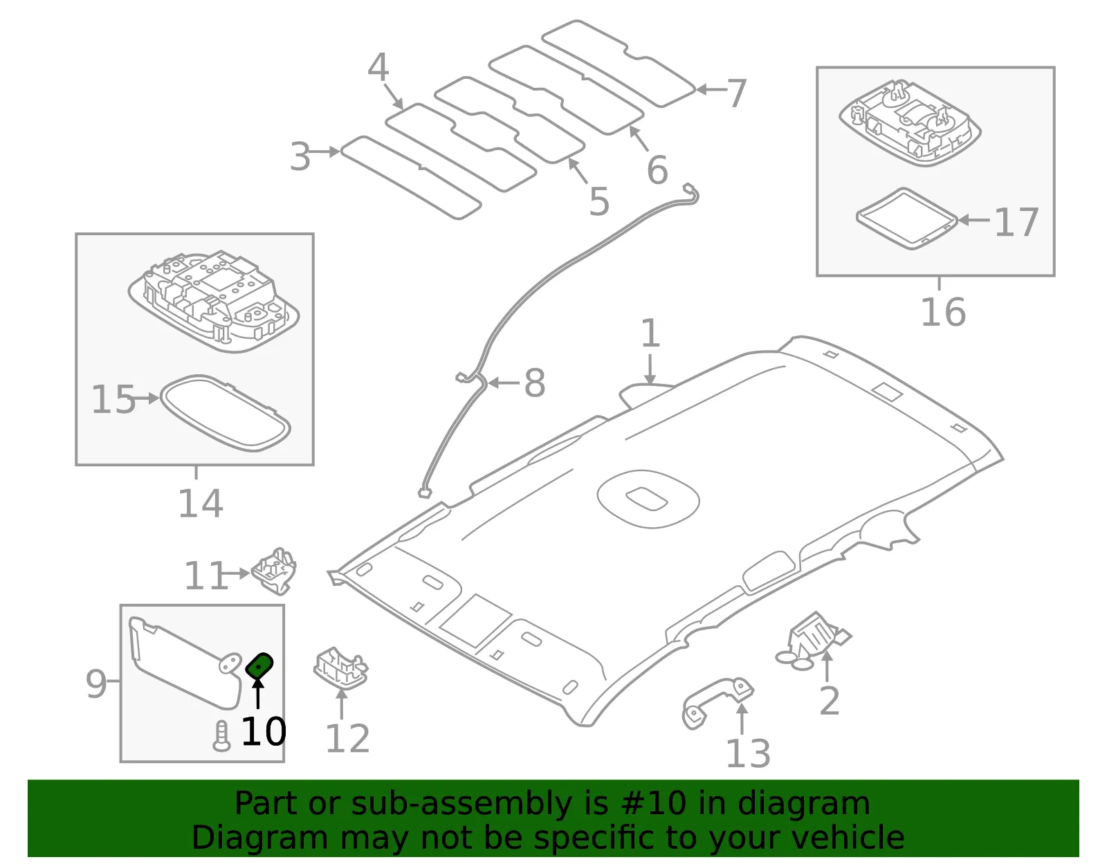 Sun-Visor Cover - Driver's Side (LH) - Kia (85237-C5000BGA) - view 2
