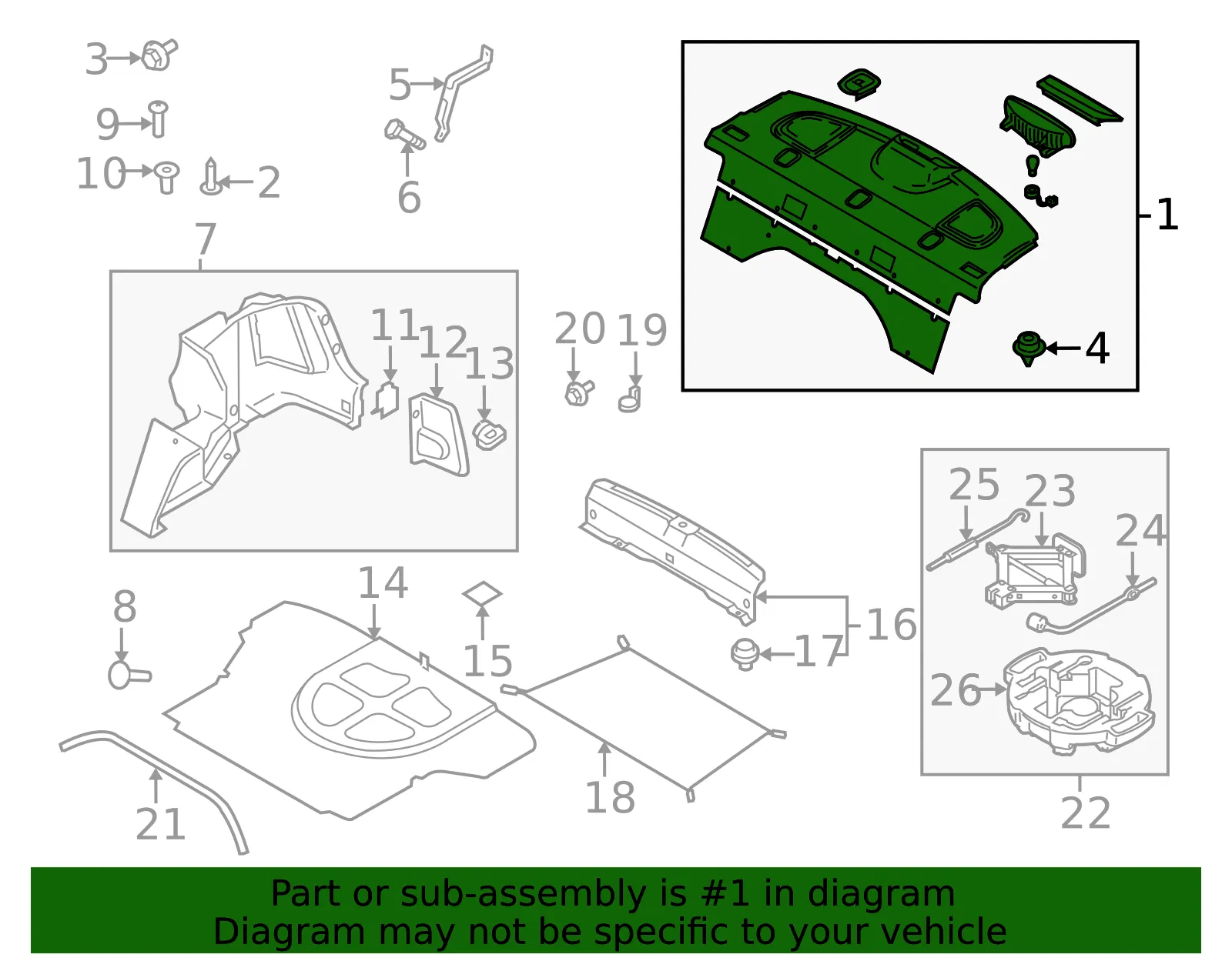 Pkg Tray Trim - Kia (85610-2F552VA) - view 2