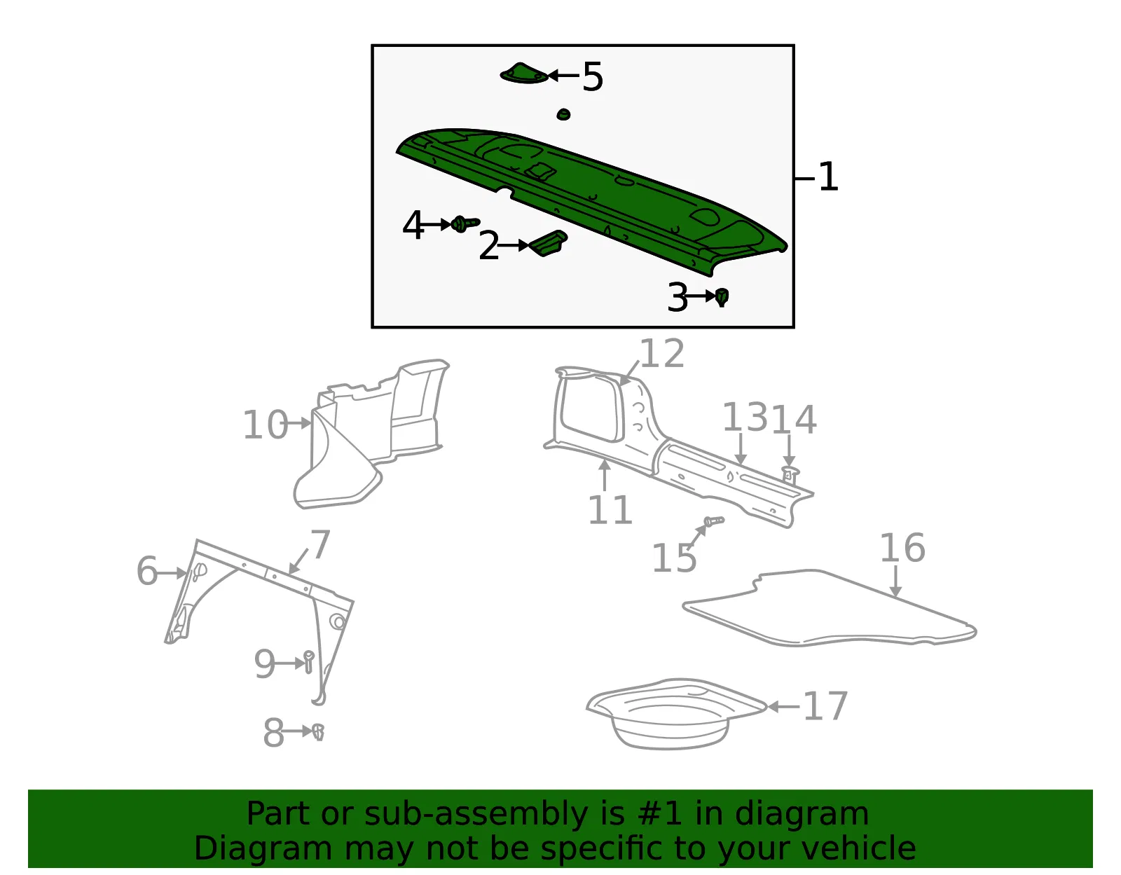 Pkg Tray Trim - Kia (85610-3C300GJ) - view 2