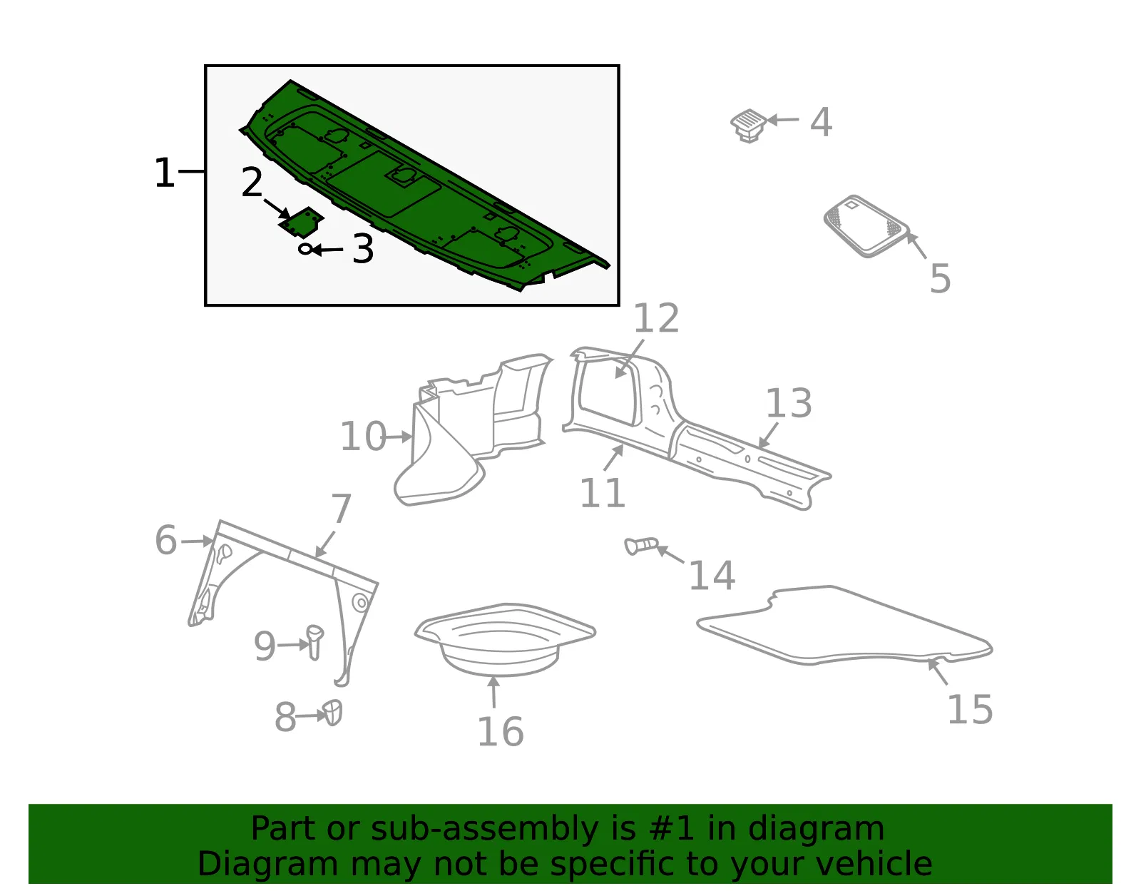 Pkg Tray Trim - Kia (85610-3C301GJ) - view 2