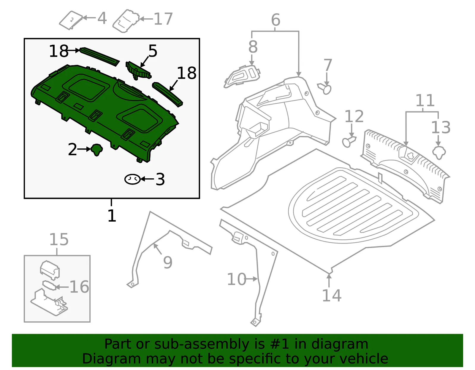 Pkg Tray Trim - Kia (85610-B0210WK) - view 2