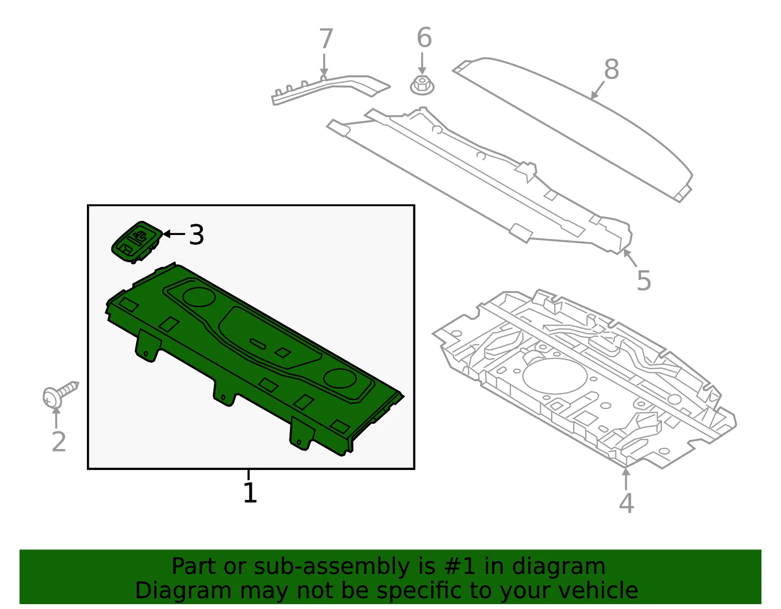 Pkg Tray Trim - Kia (85620-3T270WK) - view 2