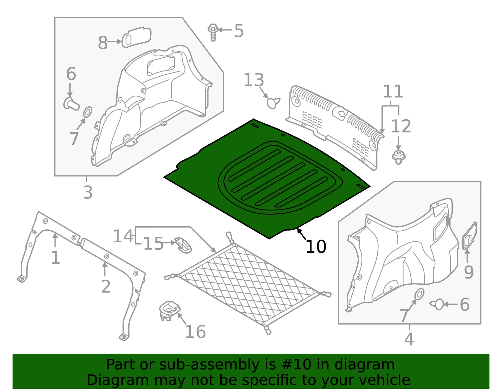 Mat Assembly-Luggage Cov - Kia (85710-H9520WK) - view 2