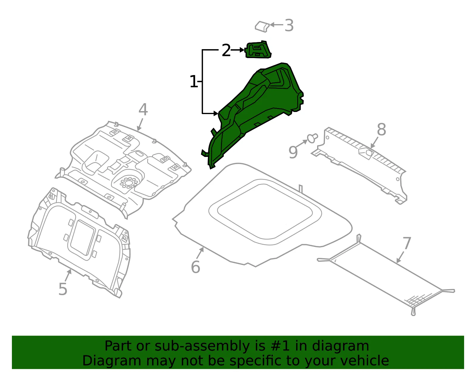 Trunk Side Trim - Kia (85730-F6050) - view 2