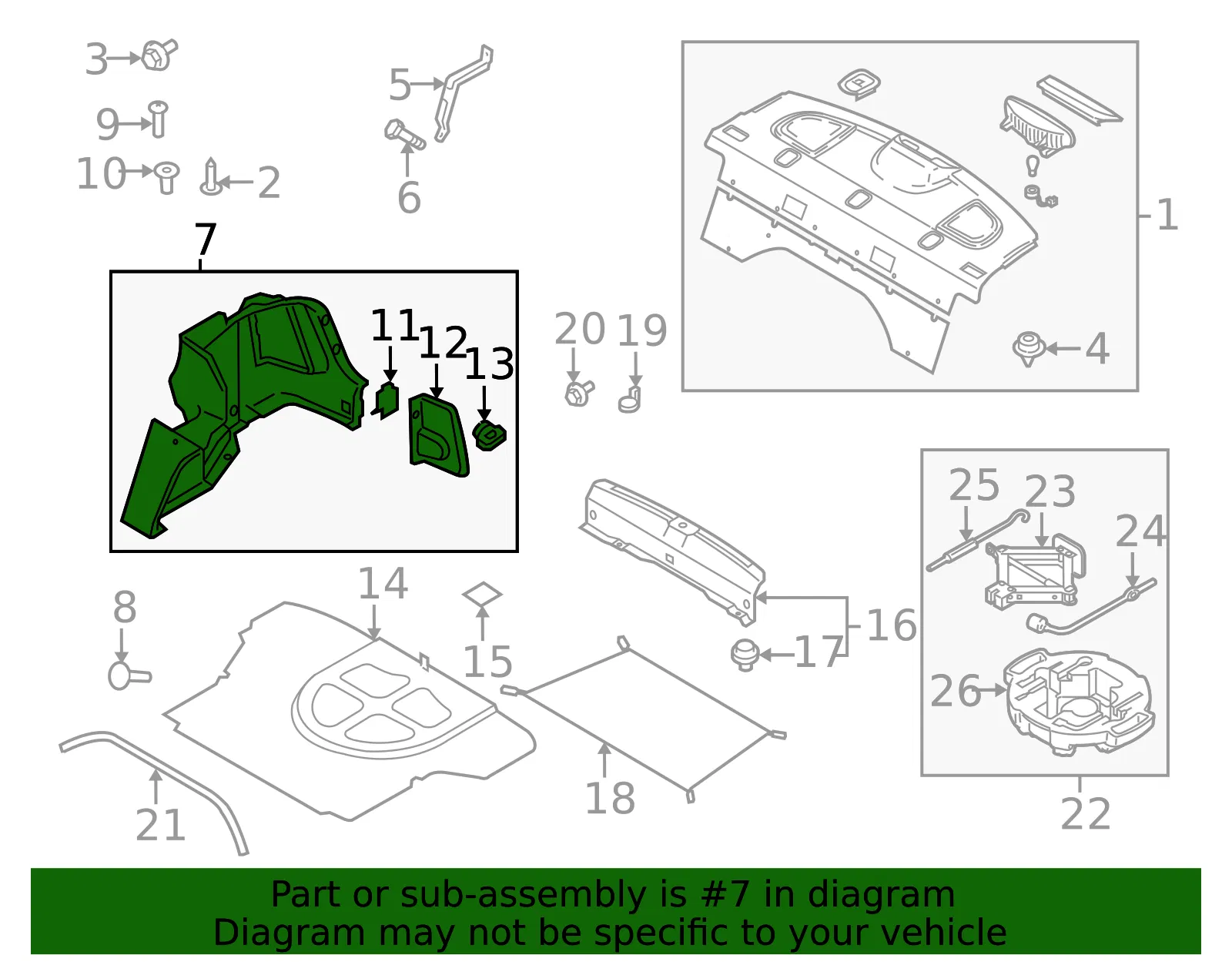 Trunk Side Trim - Passenger Side (RH) - Kia (85740-2F010) - view 2