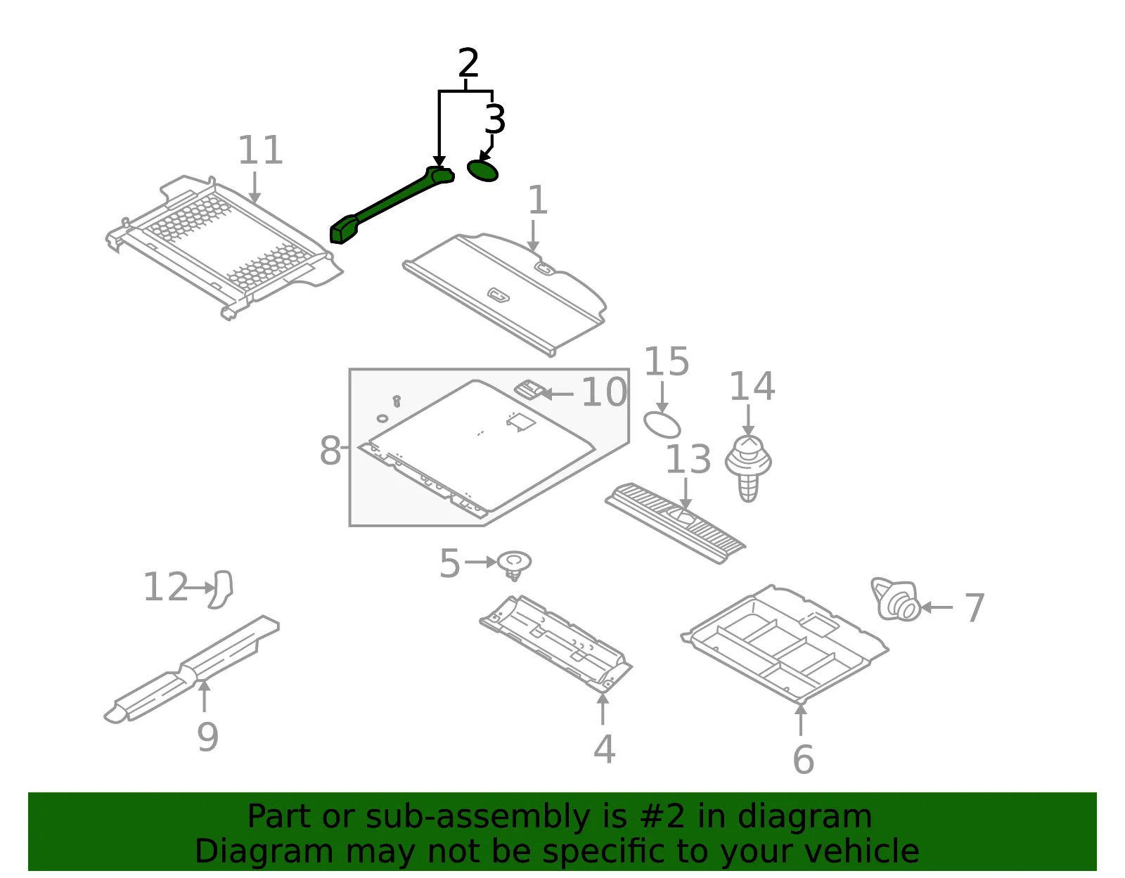 Pkg Tray Trim - Passenger Side (RH) - Kia (85740-3E000FC) - view 2
