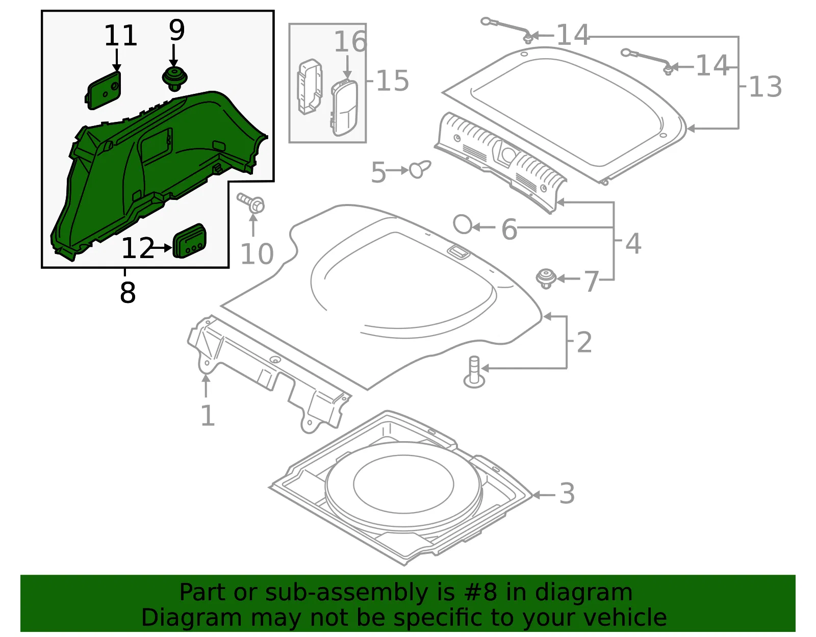 Trunk Side Trim - Kia (85740-J5120WK) - view 2