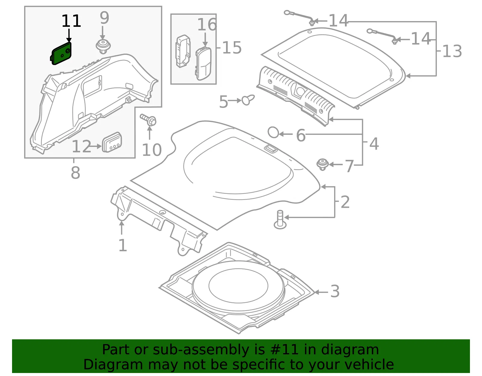 Trunk Side Trim Access Panel - Kia (85744-J5120WK) - view 2