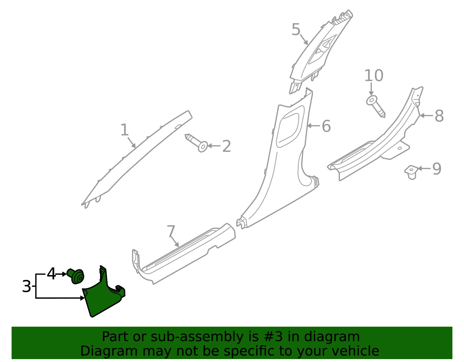 Kick Panel Trim - Kia (85824-3R000WK) - view 2