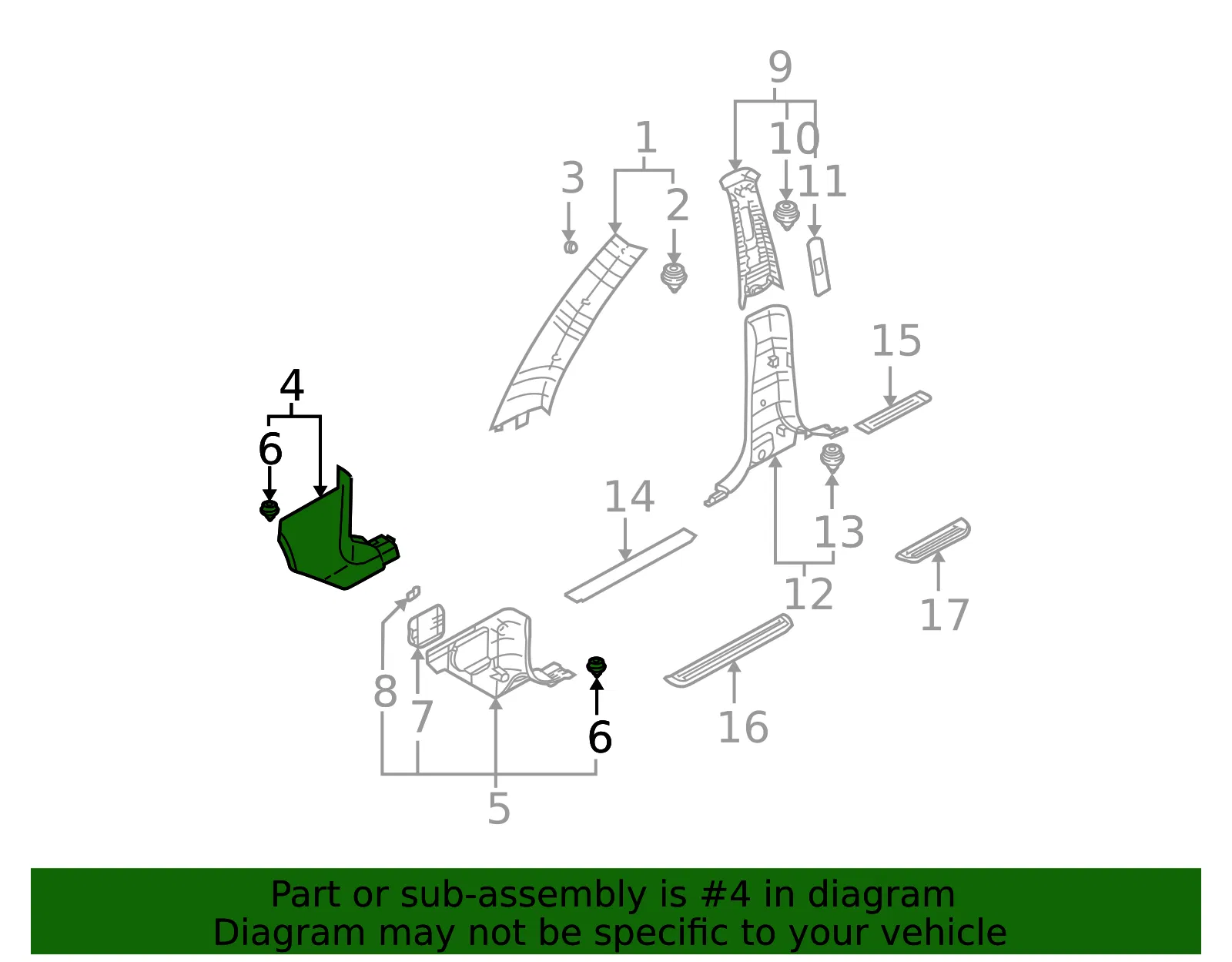 Cowl Trim - Passenger Side (RH) - Kia (85885-3E000GW) - view 2