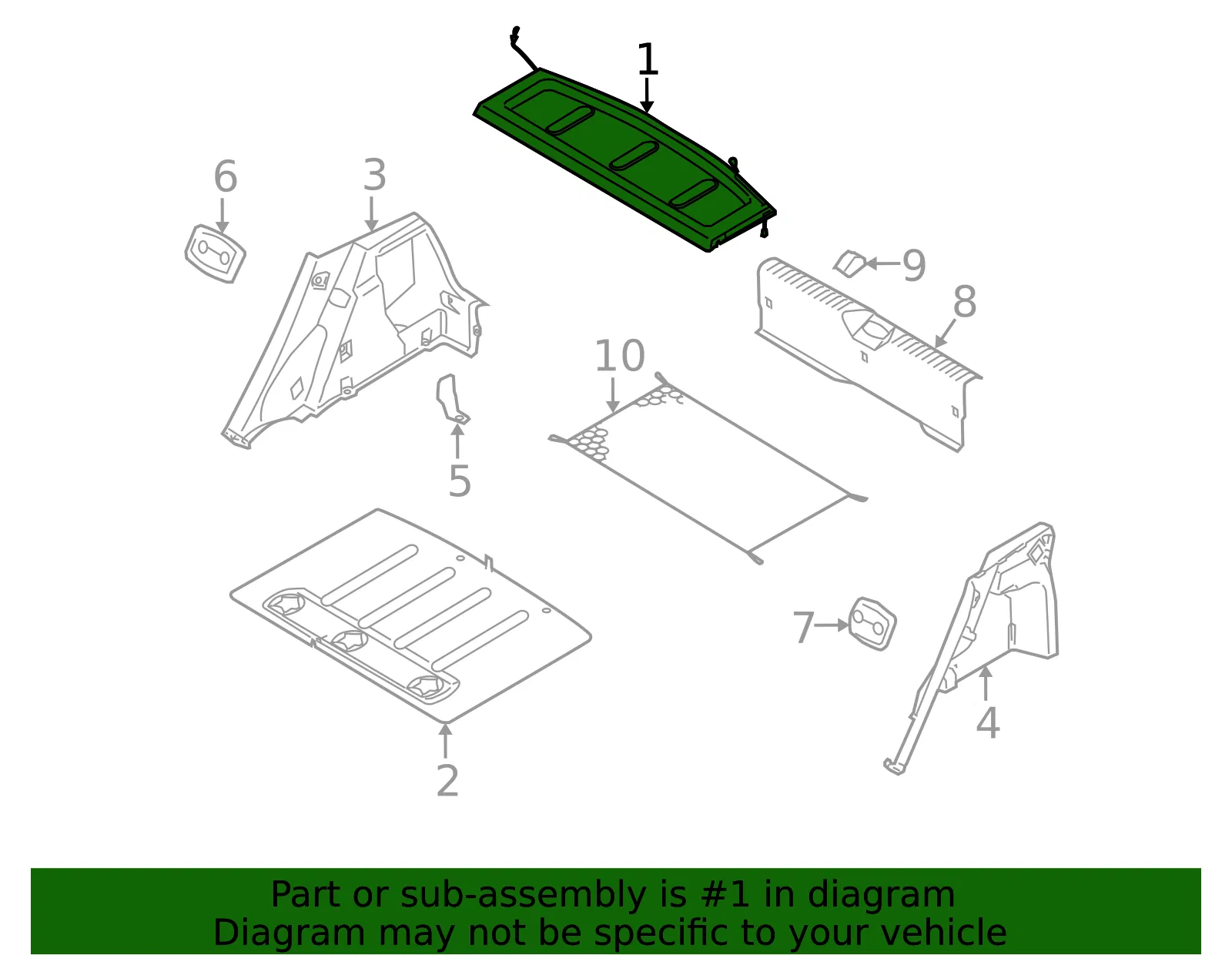 Pkg Tray Trim - Kia (85930-1G500LX) - view 2