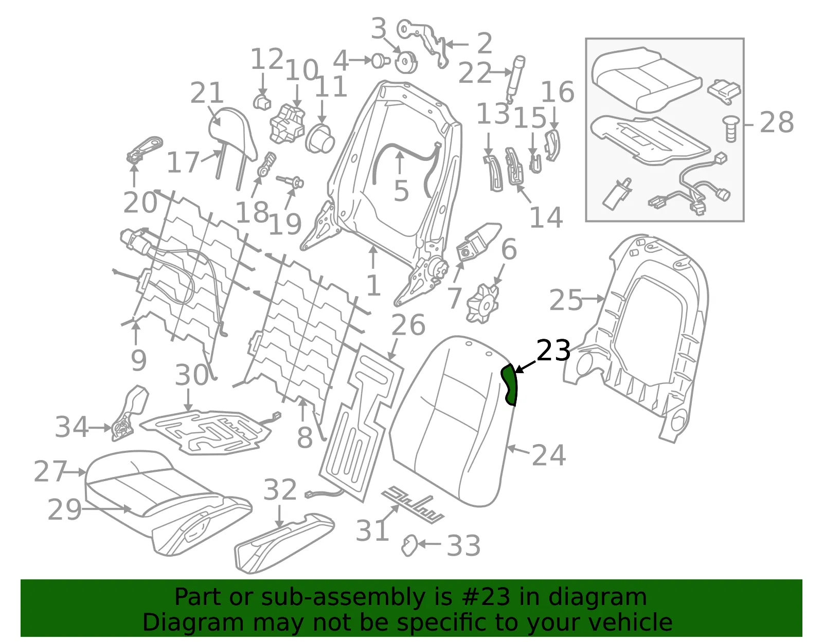 Seat Back Pad - Passenger Side (RH) - Volvo (8613708) - view 2