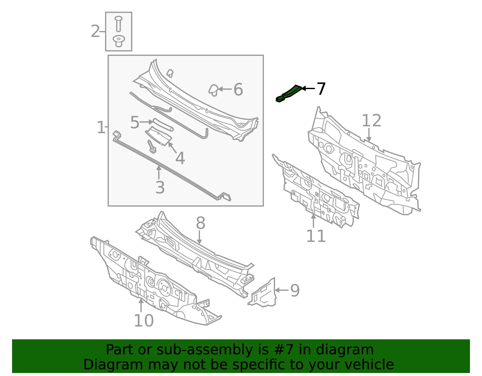 Cowl Trim - Passenger Side (RH) - Kia (86154-1U500) - view 3