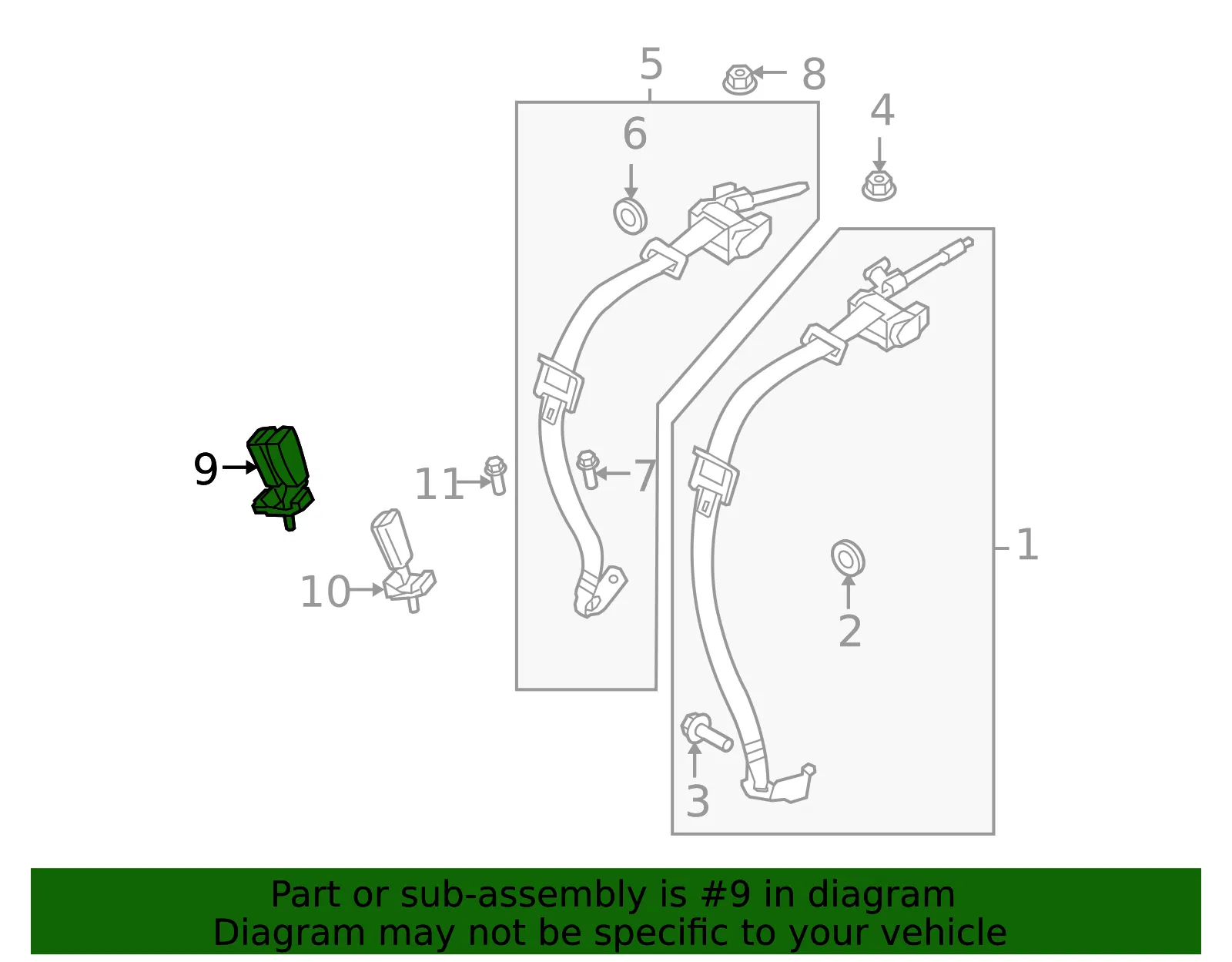 Buckle - Passenger Side (RH) - Volvo (8632321) - view 3