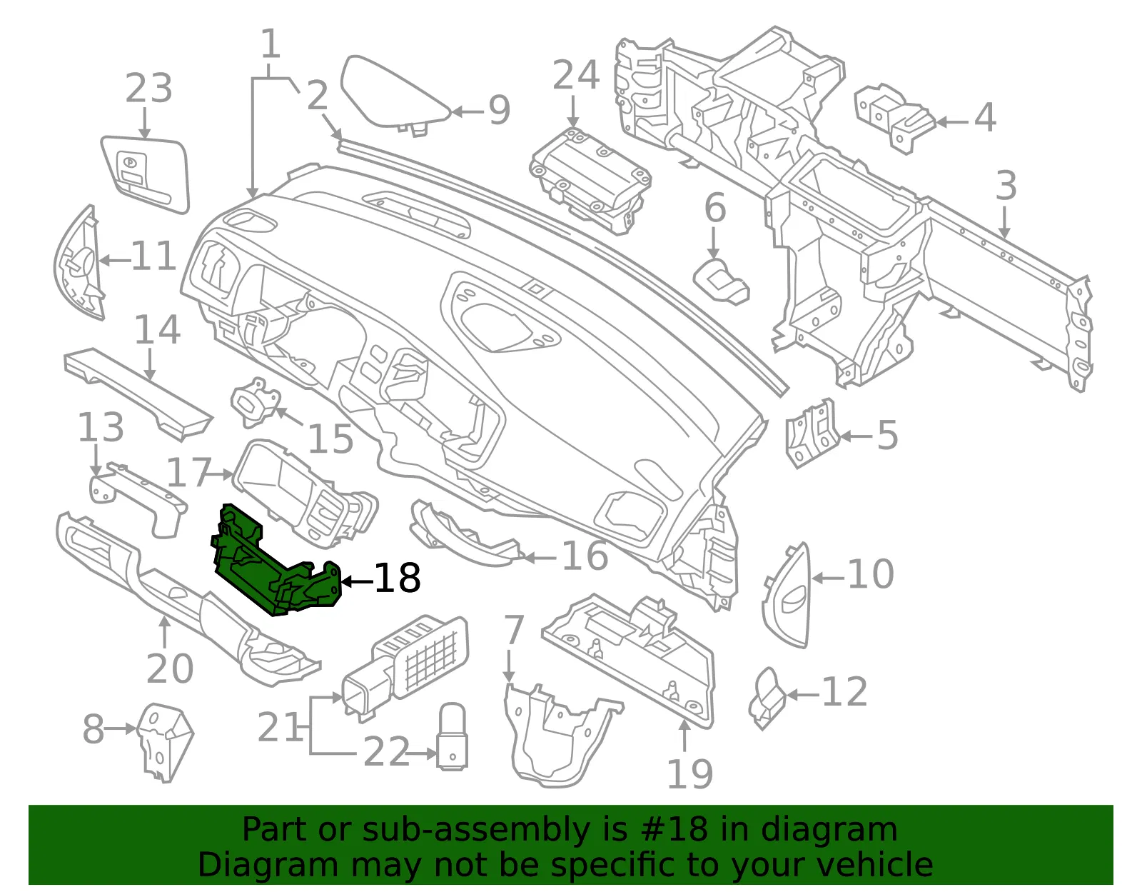 Instrument Panel Center Support - Volvo (8635957) - view 2