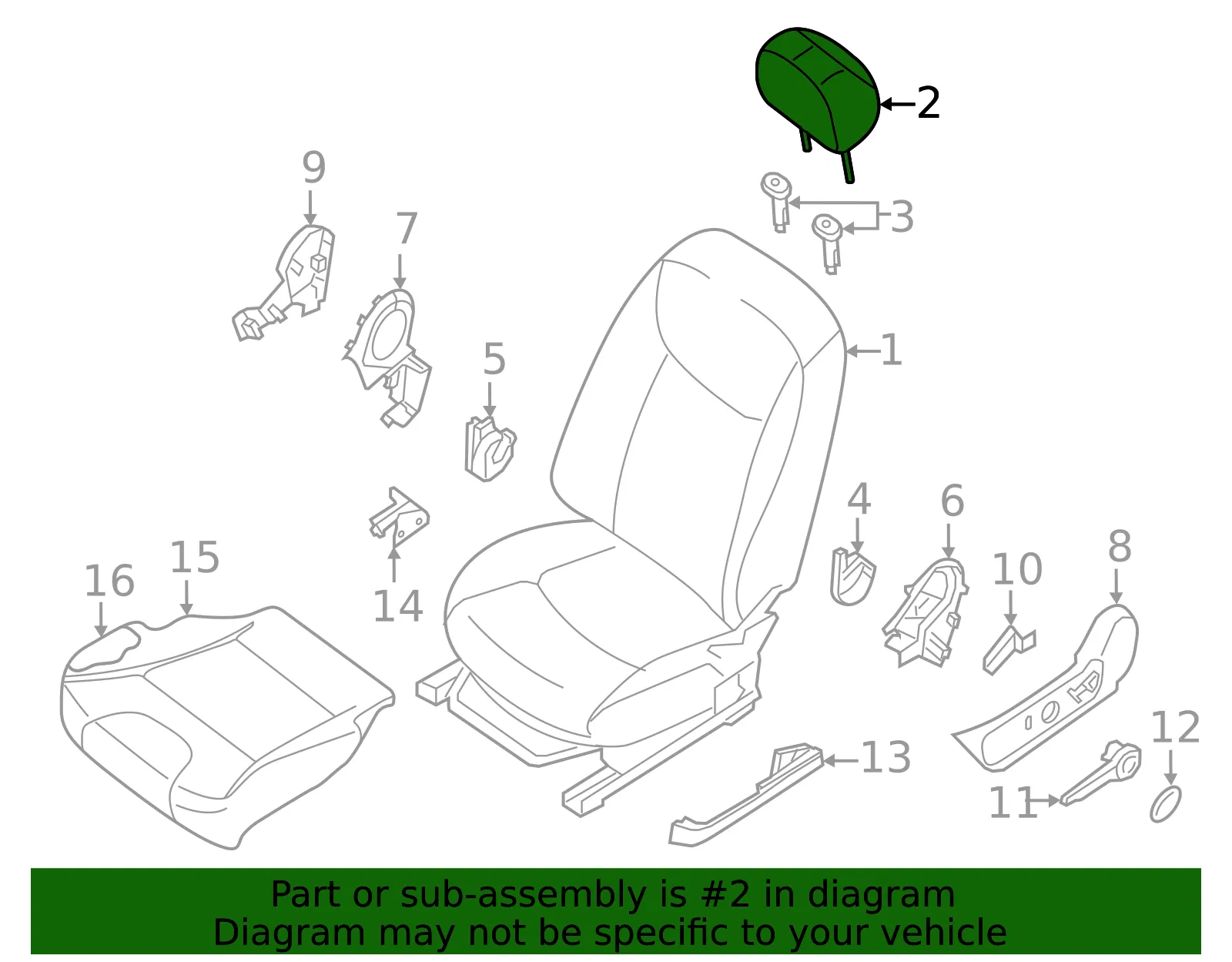 Headrest - Nissan (86400-3YU2A) - view 2