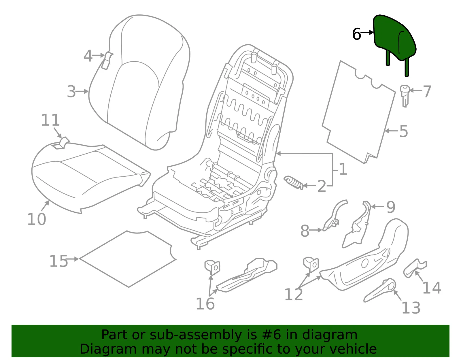 Headrest - Nissan (86400-4DP0A) - view 2
