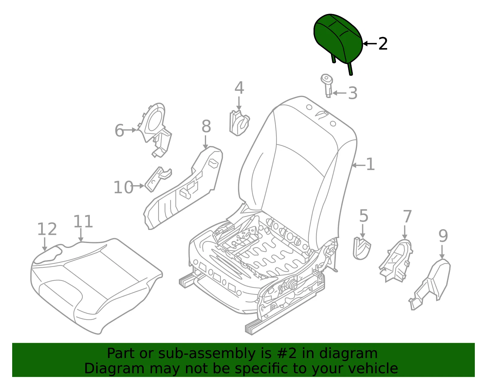 Headrest - Nissan (86400-4FU0A) - view 2