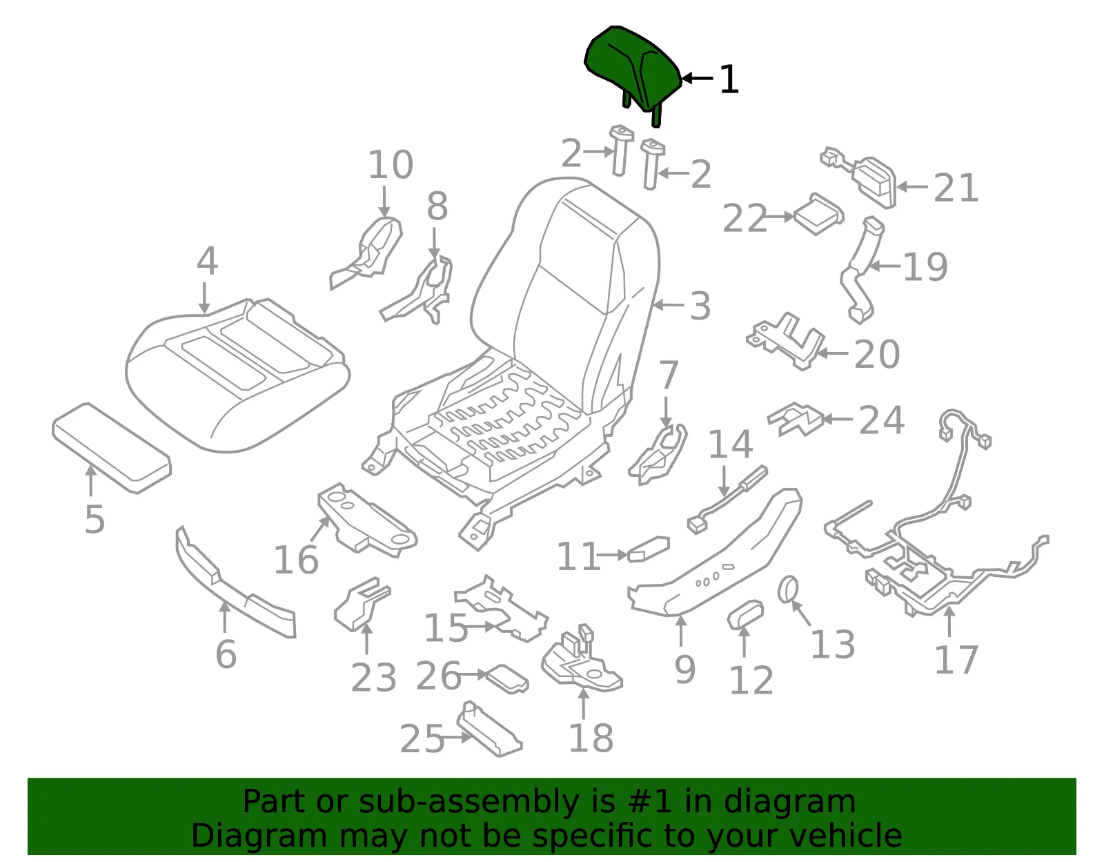 Headrest - Nissan (86400-4RB0B) - view 2