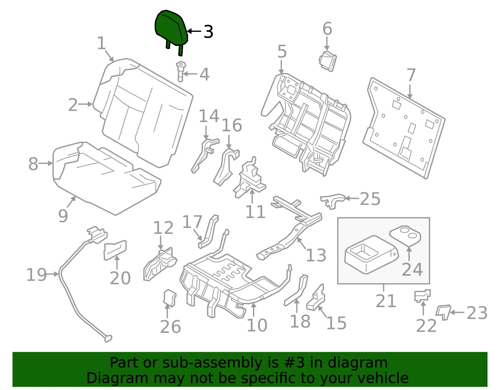 Headrest - Nissan (86400-5AA0A) - view 2