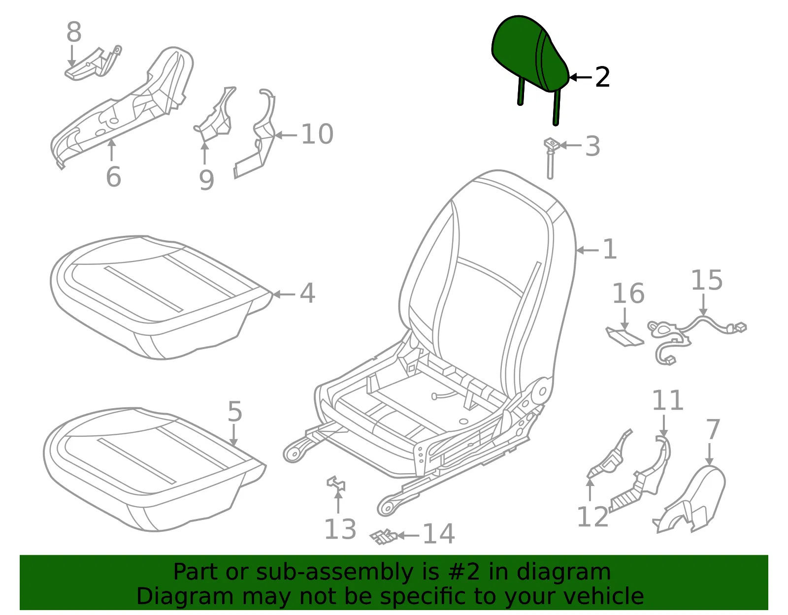 Headrest - Nissan (86400-5EF1C) - view 2