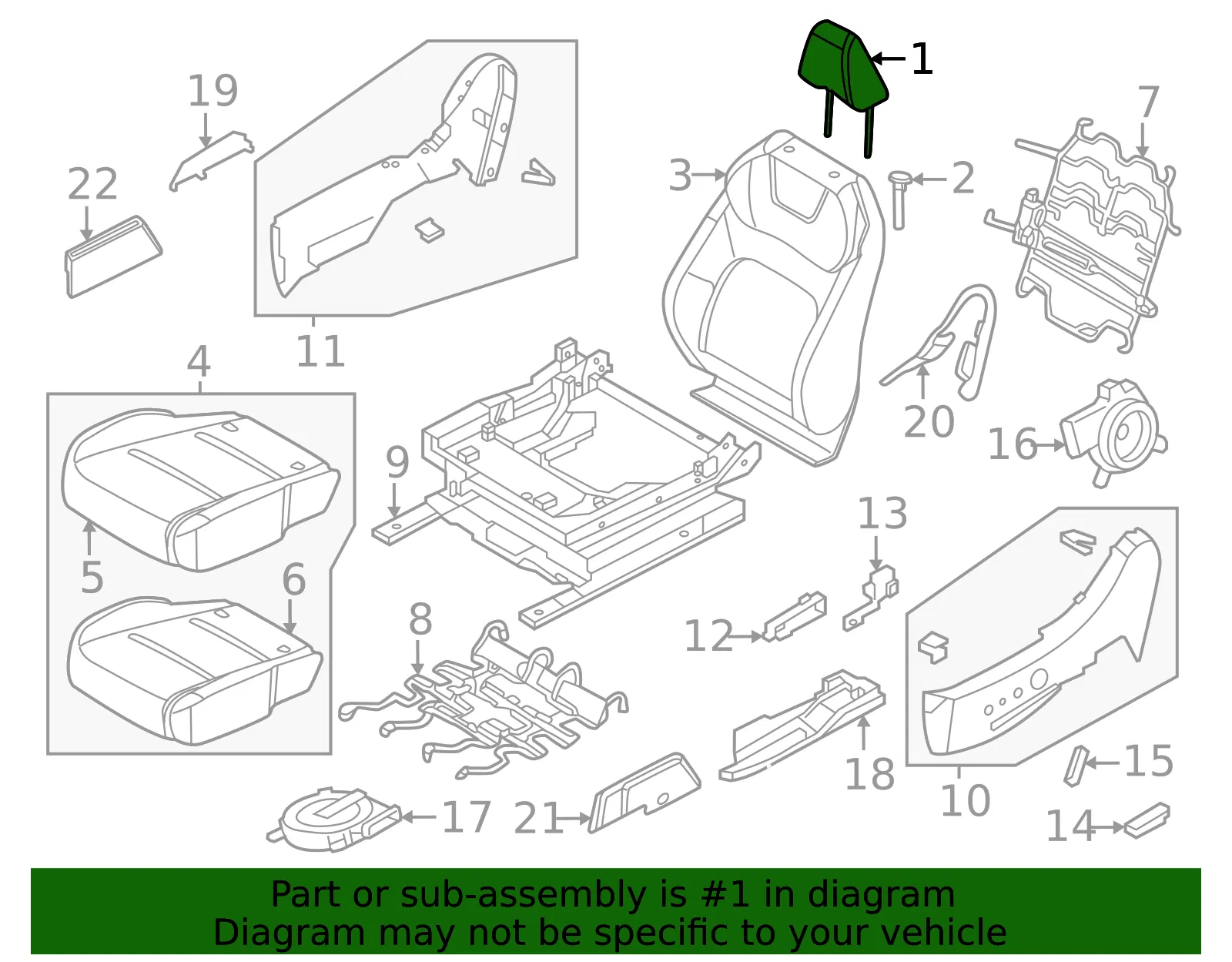 Headrest - Nissan (86400-5MR2C) - view 2