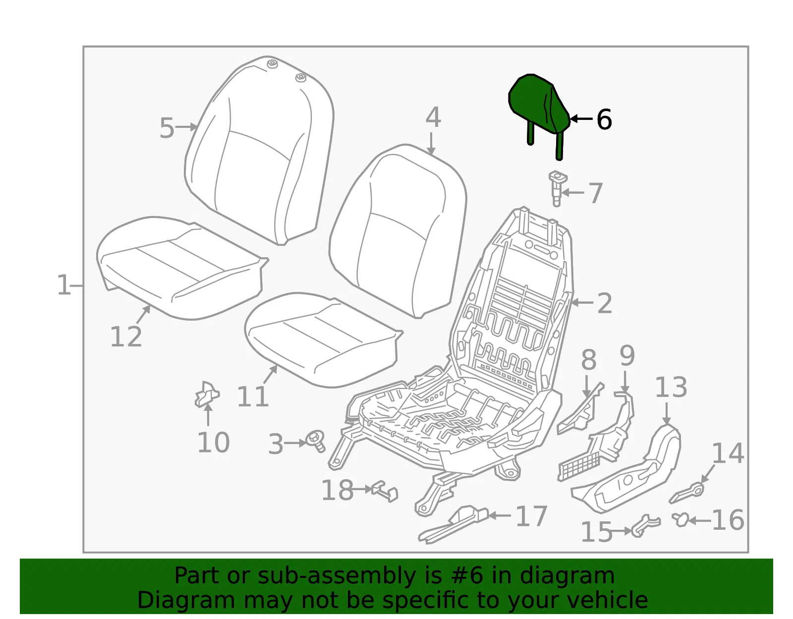 Headrest - Nissan (86400-5RB2B) - view 2