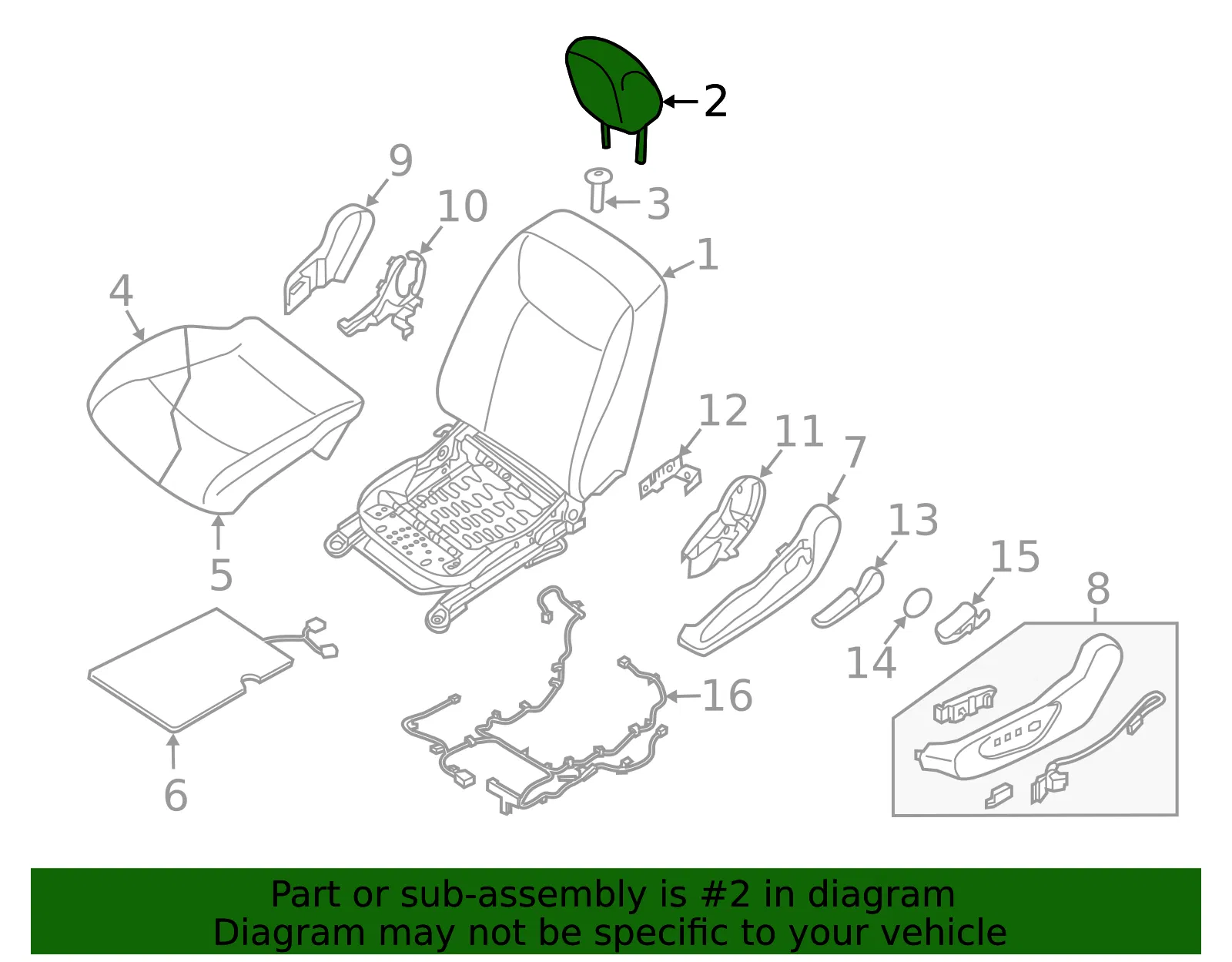 Headrest - Nissan (86400-5SA0E) - view 2