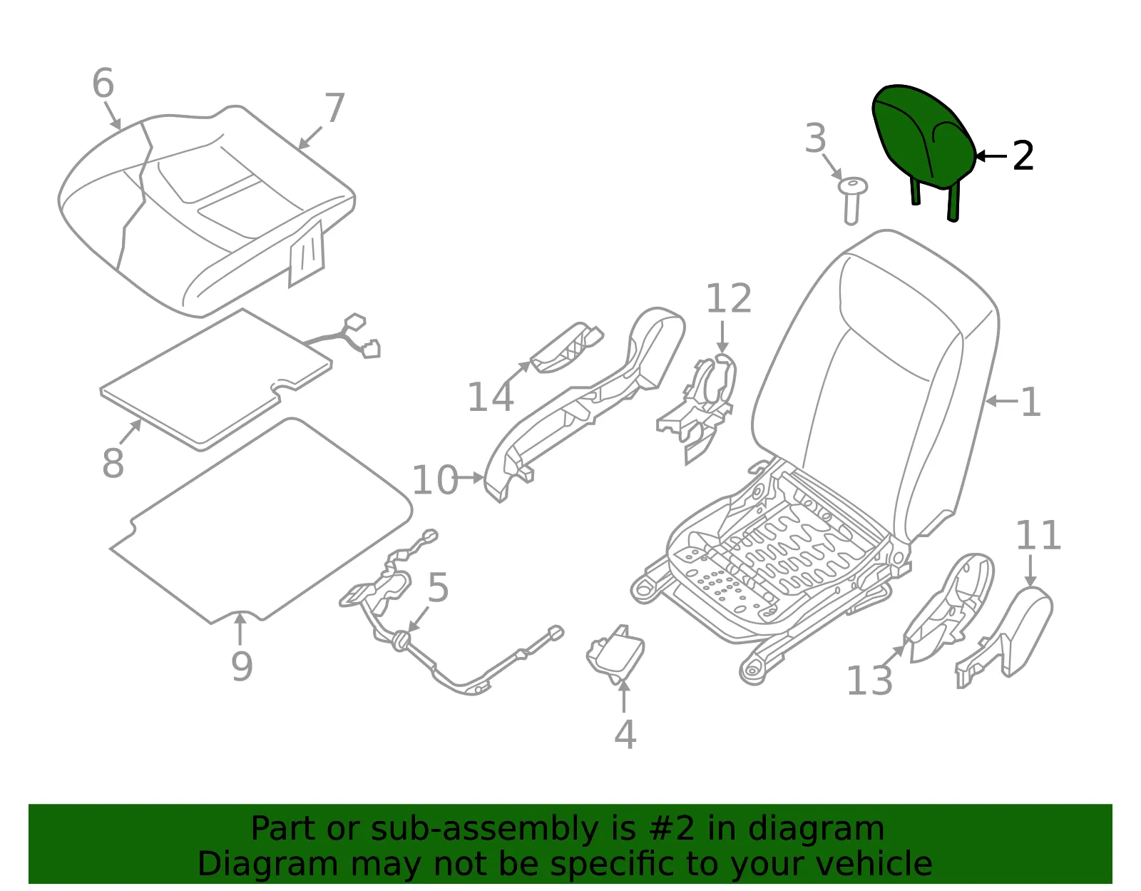 Headrest - Nissan (86400-5SA5A) - view 2