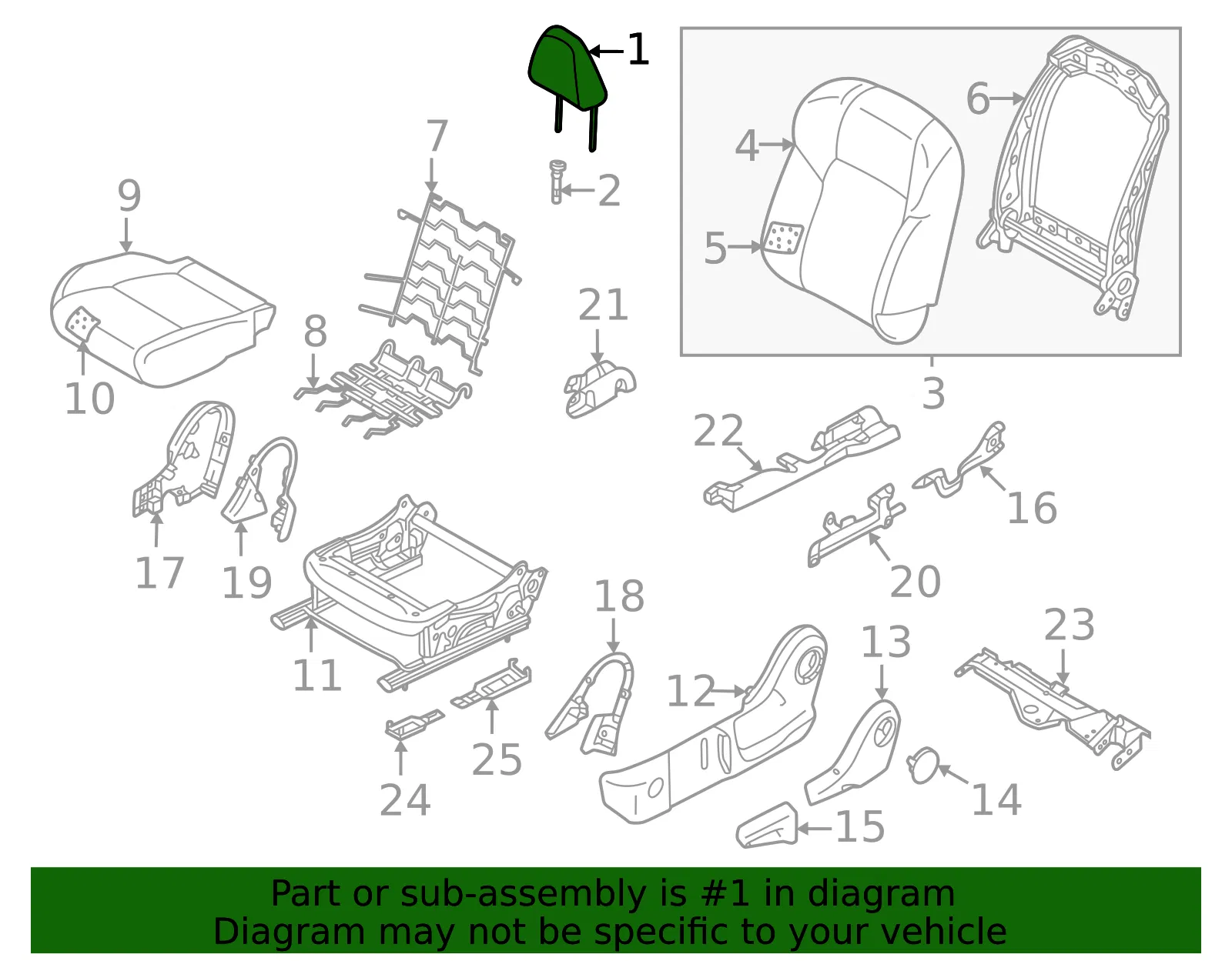 Headrest - Nissan (86400-6RA0A) - view 2