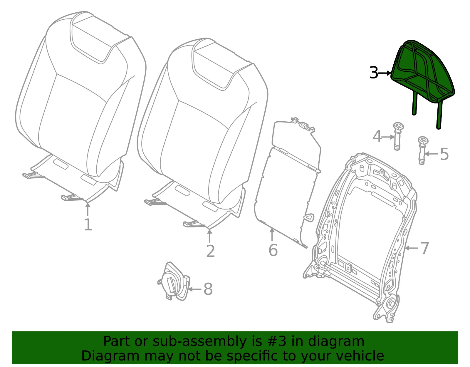Headrest - Nissan (86400-7BA1A) - view 2
