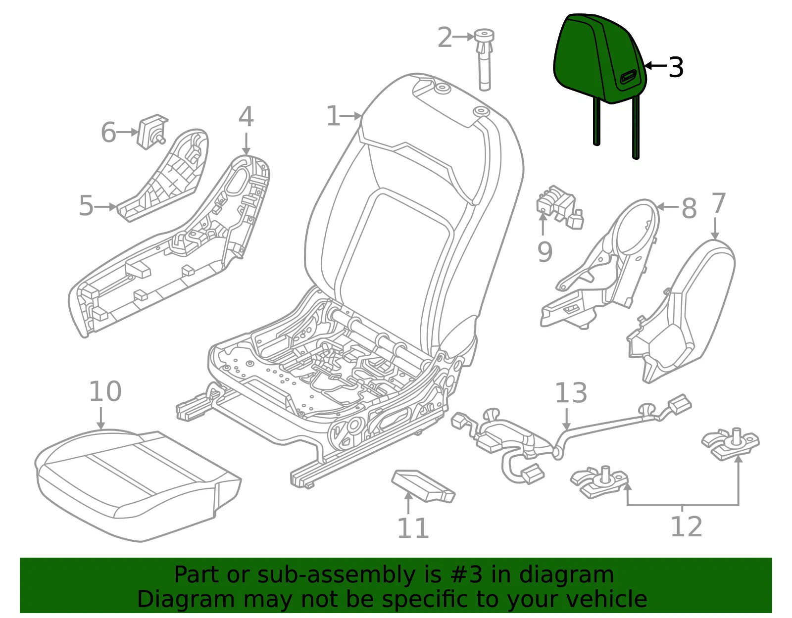 Headrest - Nissan (86400-7LG8A) - view 2