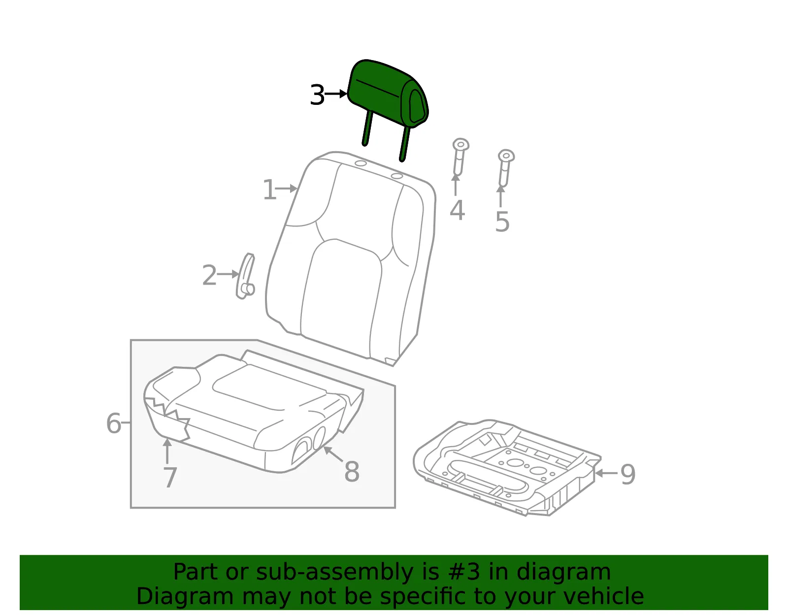 Headrest - Nissan (86400-9AL2C) - view 2