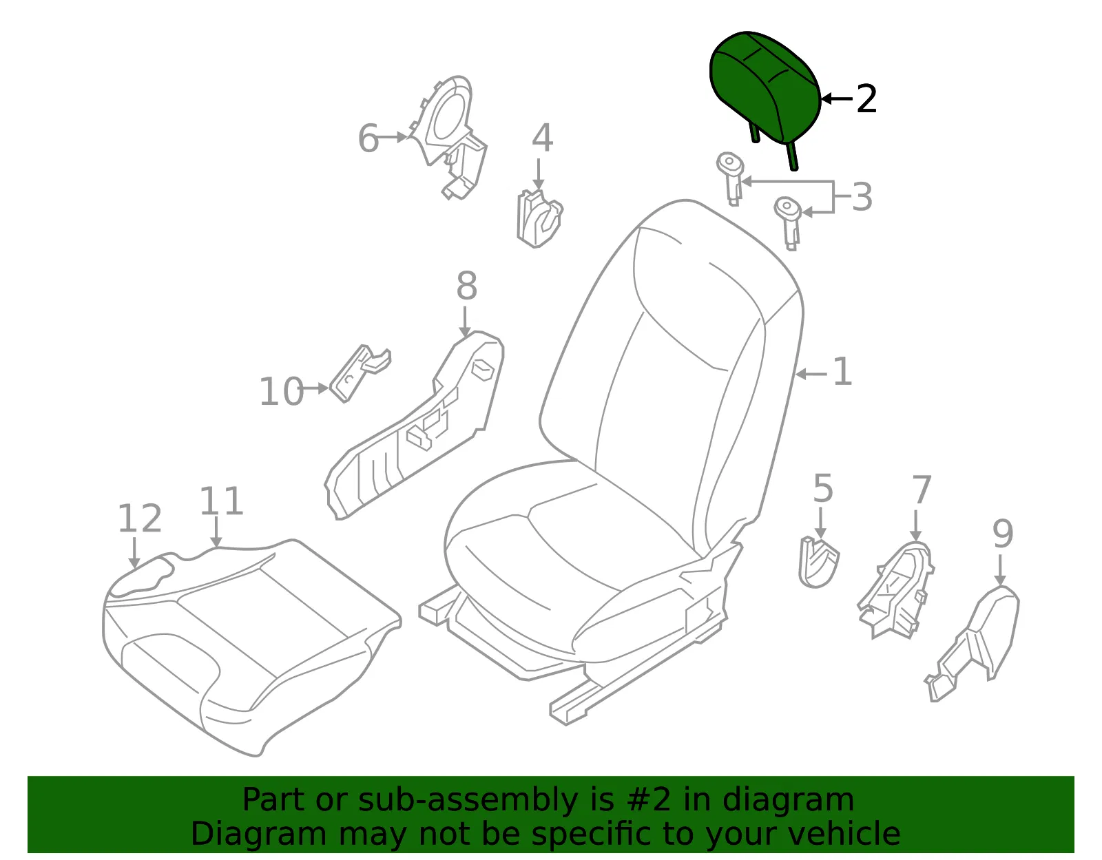 Headrest - Nissan (86400-9AN2A) - view 2