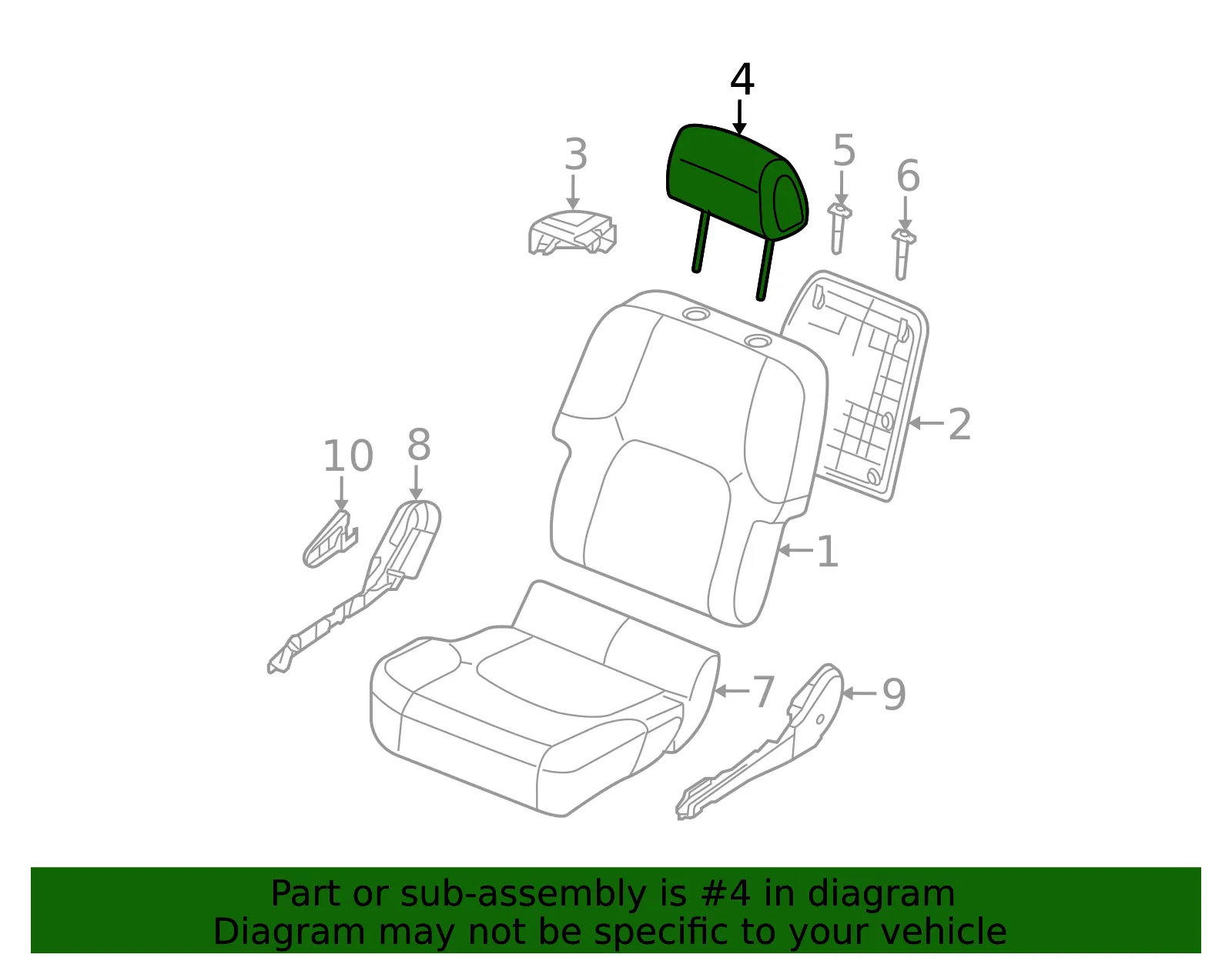 Headrest - Nissan (86400-9BD8B) - view 2