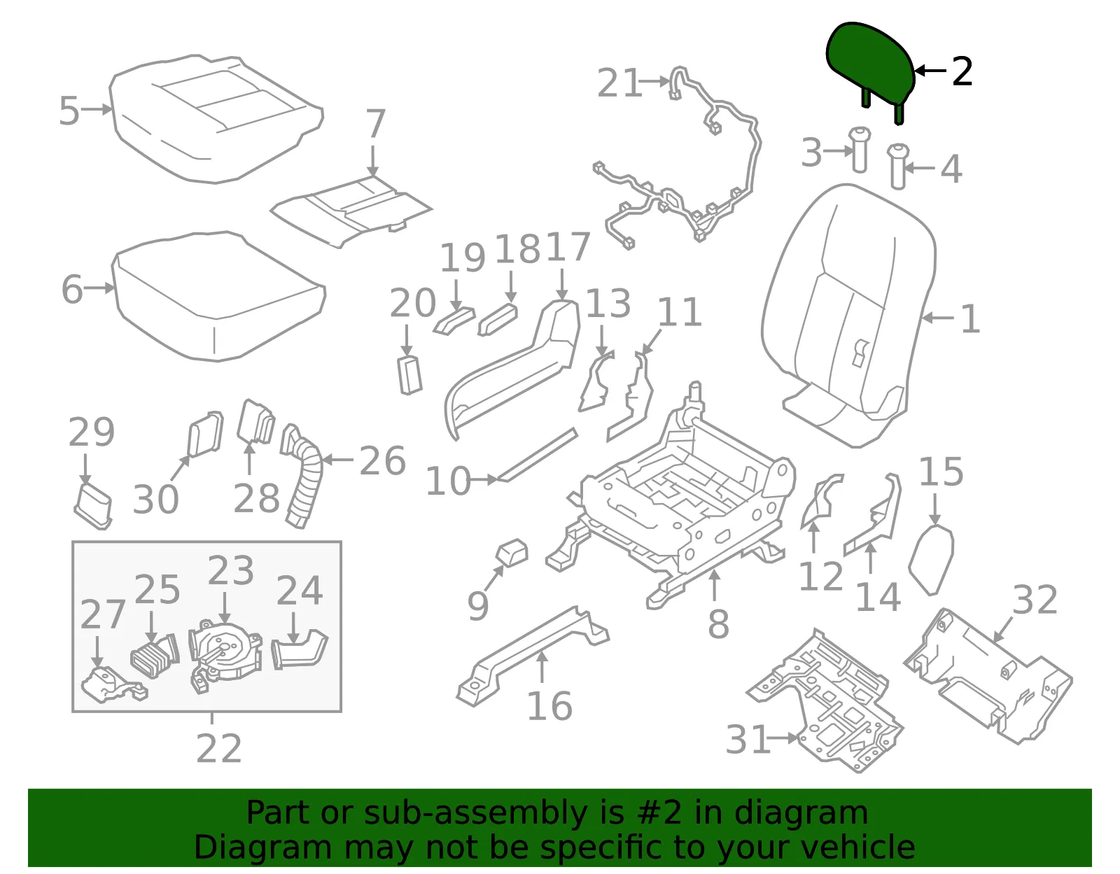 Headrest - Nissan (86400-9FT4A) - view 2