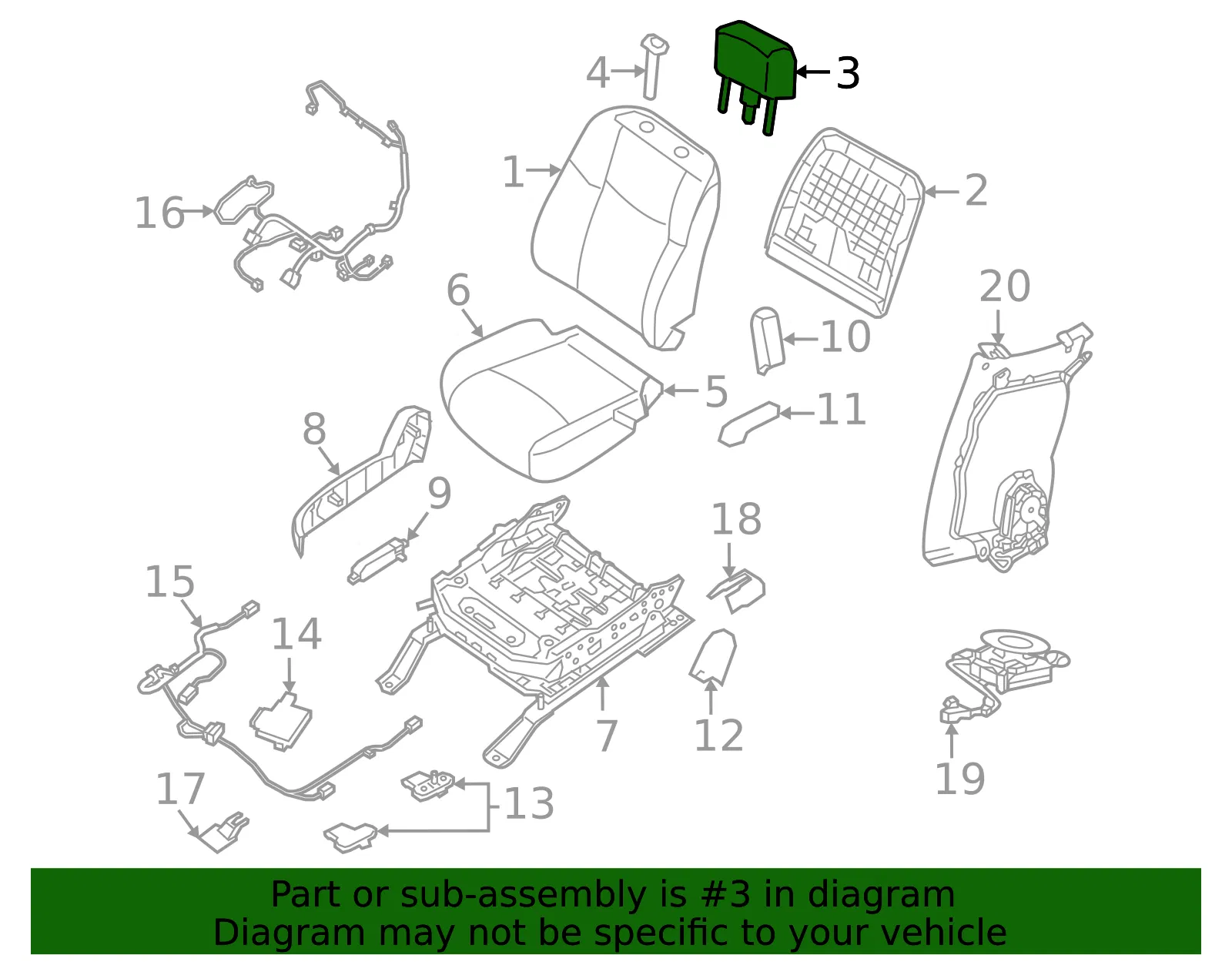 Headrest - Nissan (86400-9UH2D) - view 2