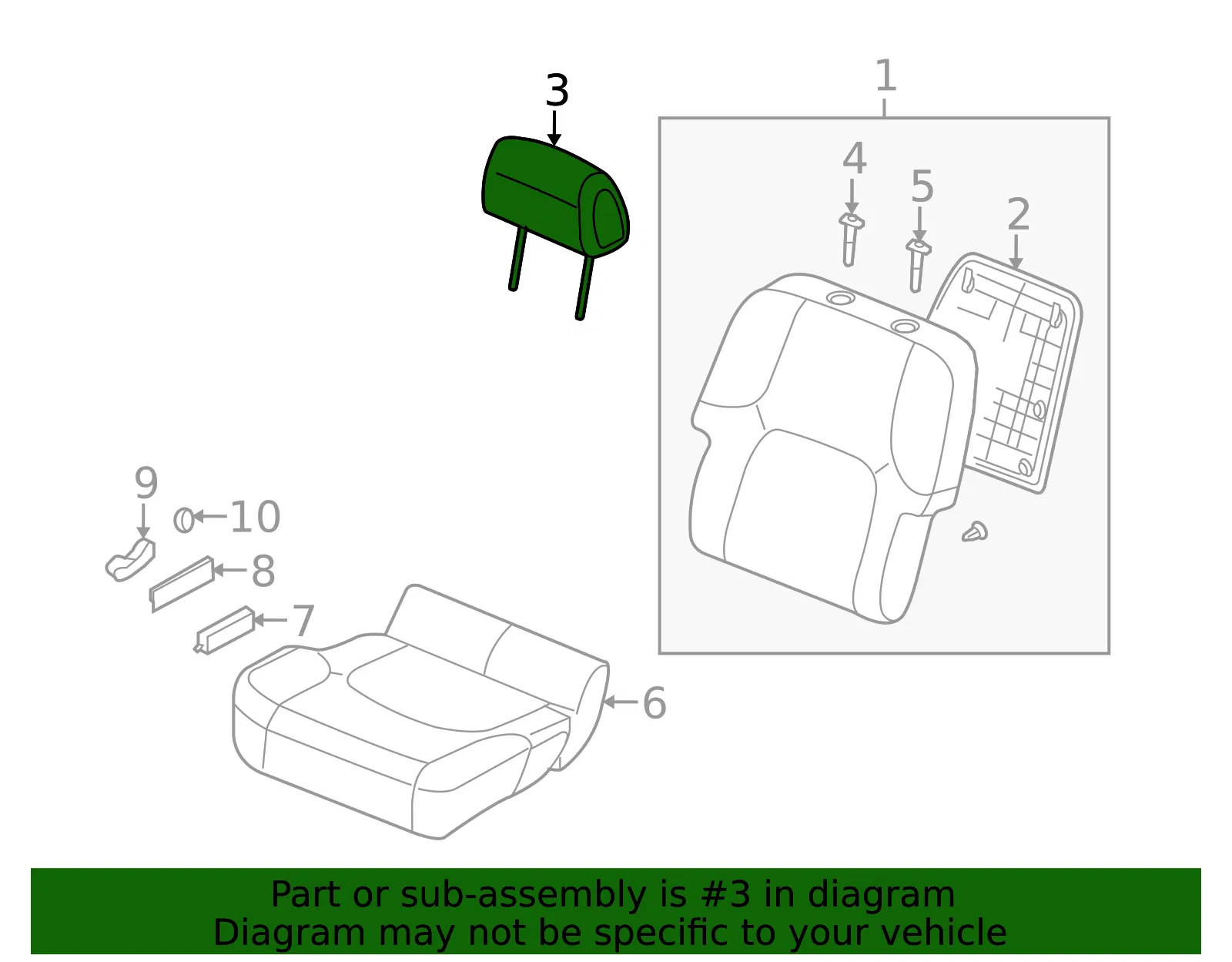 Headrest - Nissan (86400-ZZ44A) - view 2