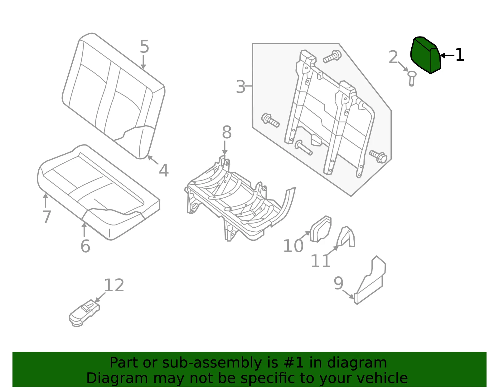 Headrest - Nissan (86430-1PC0A) - view 2