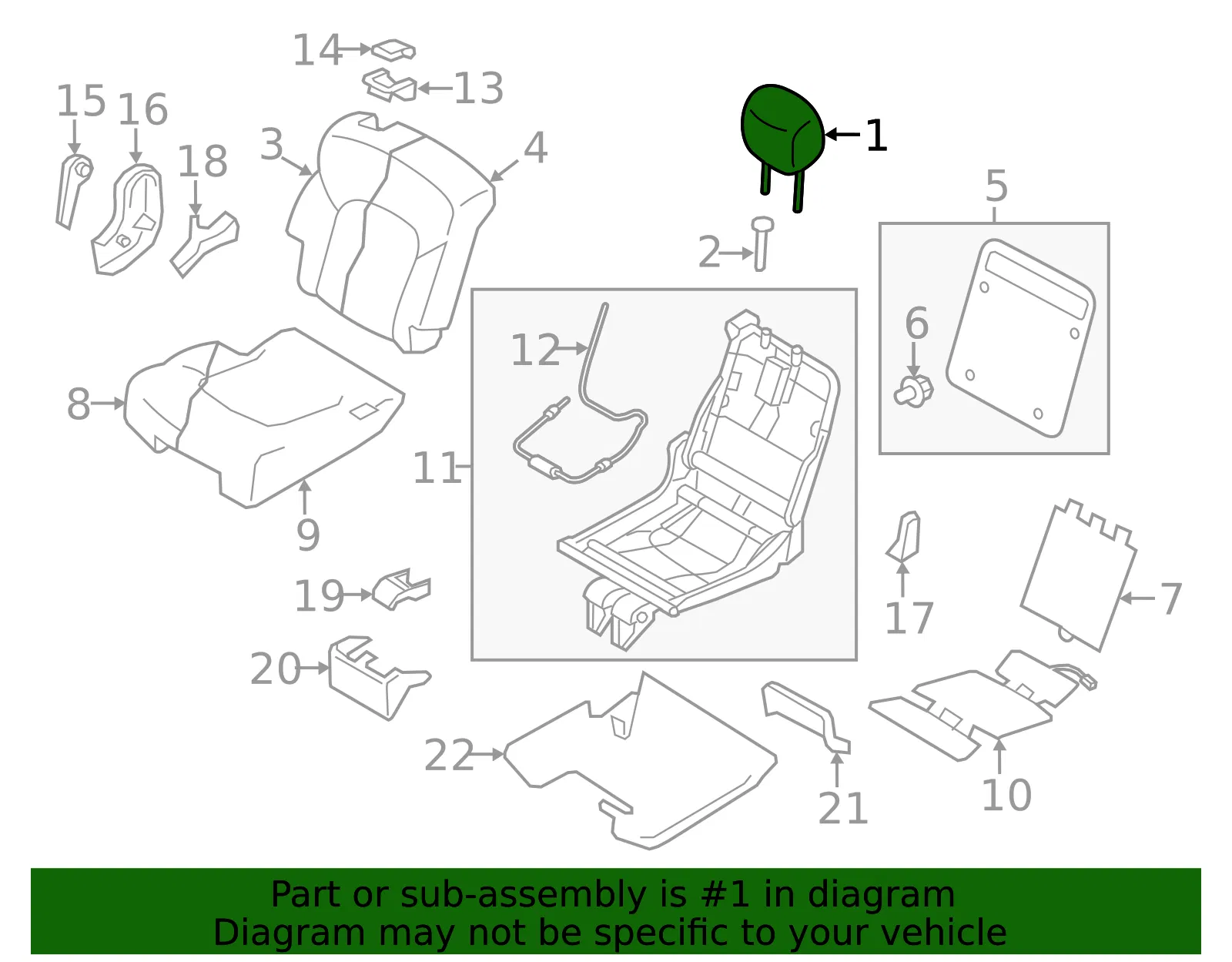 Headrest, Outer - Nissan (86430-1ZR0E) - view 2
